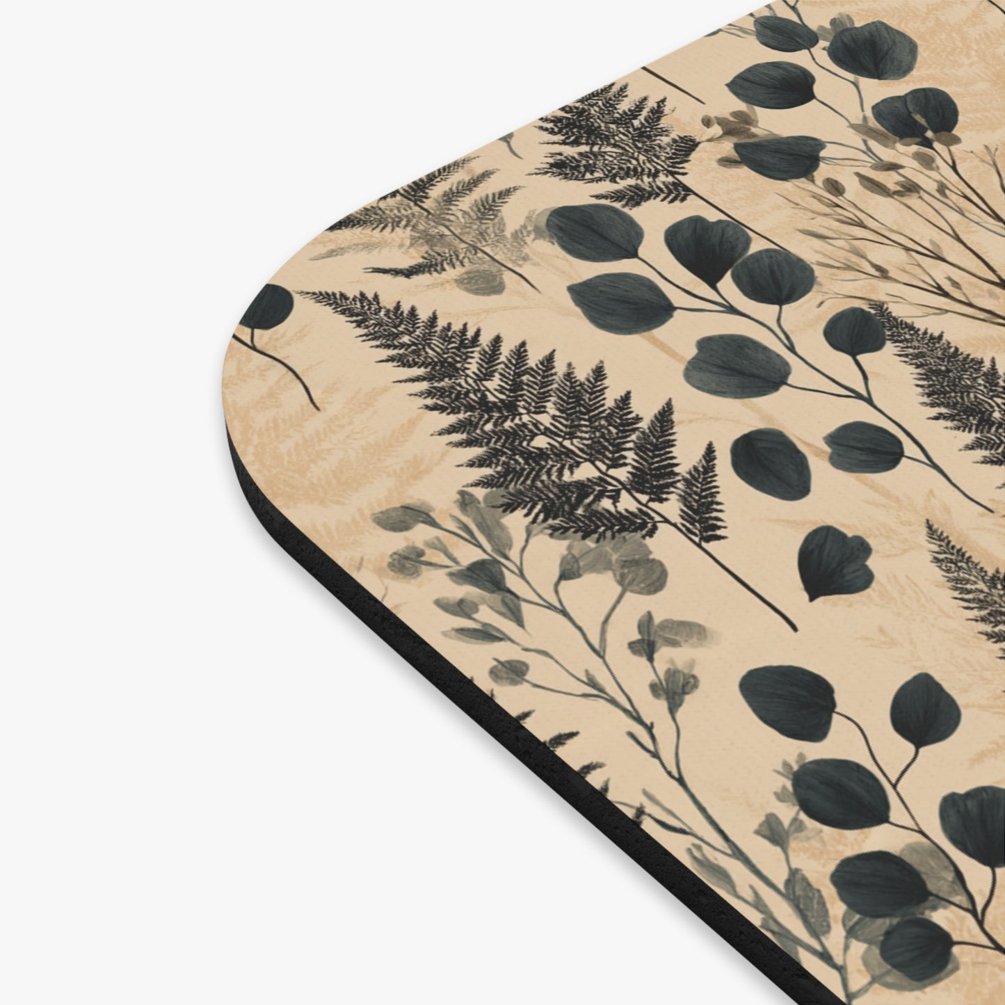 Botanical Fern and Eucalyptus Mouse Pad | Neutral Floral Pattern