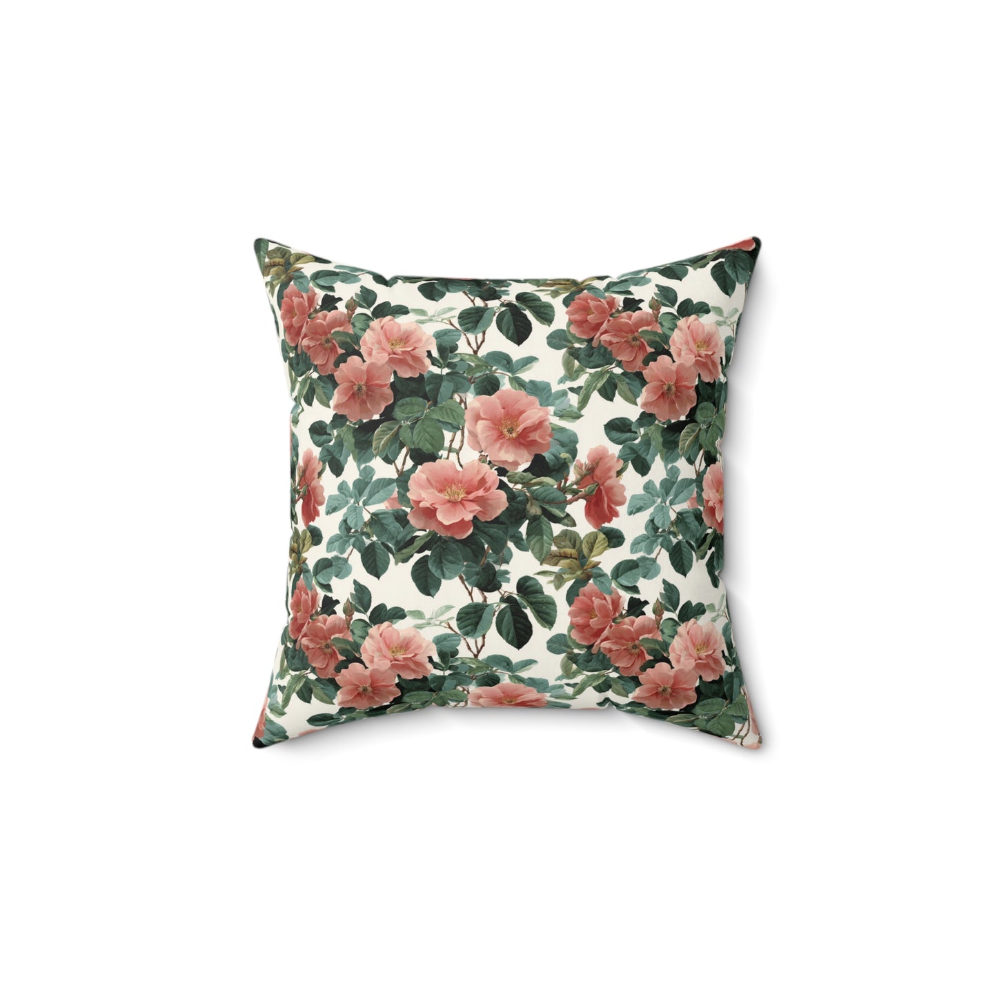 Vintage Pink Roses Floral Pillow | Spun Polyester Square Pillow