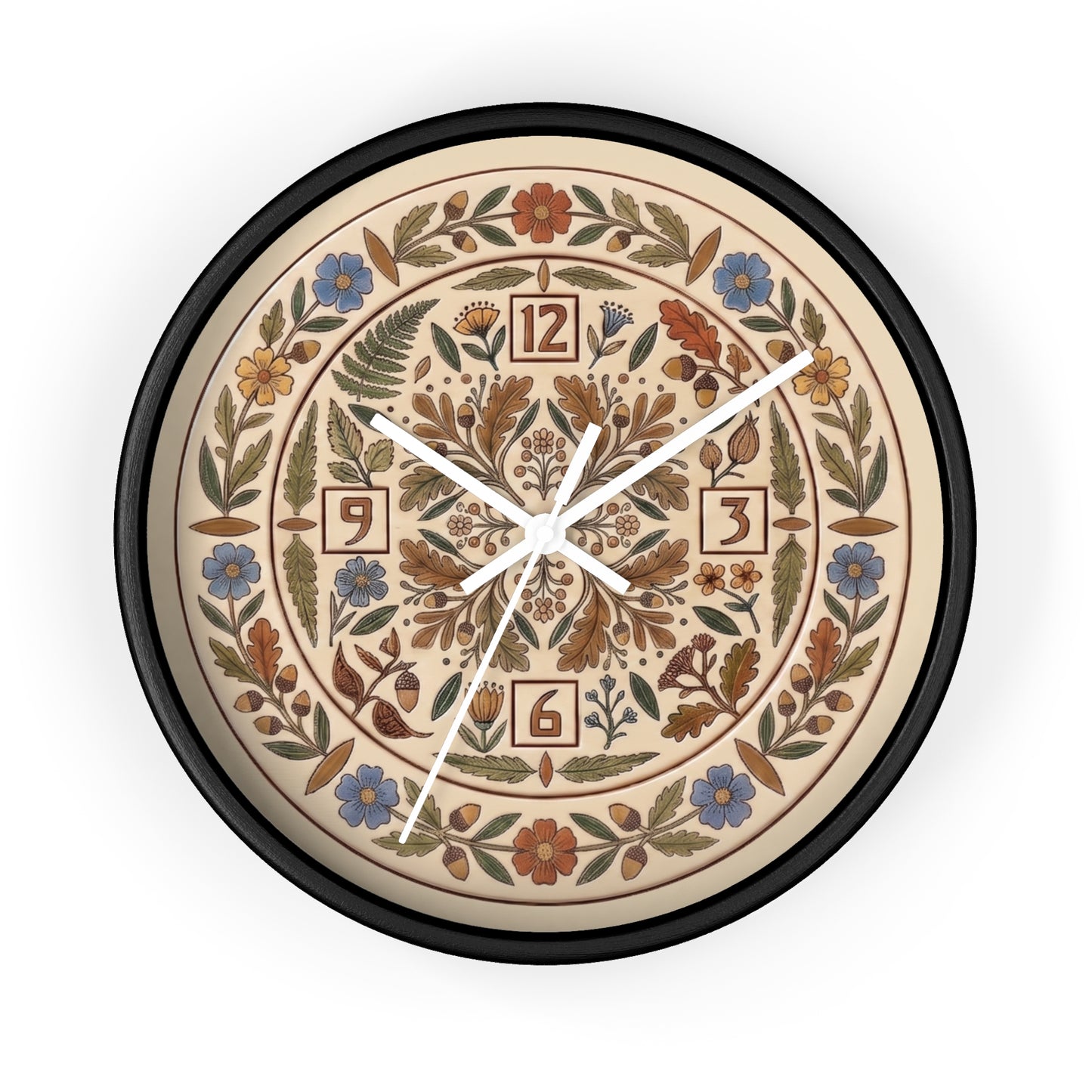 Boho Floral Mandala Wall Clock | Arts And Crafts Rustic Floral Pattern Clock