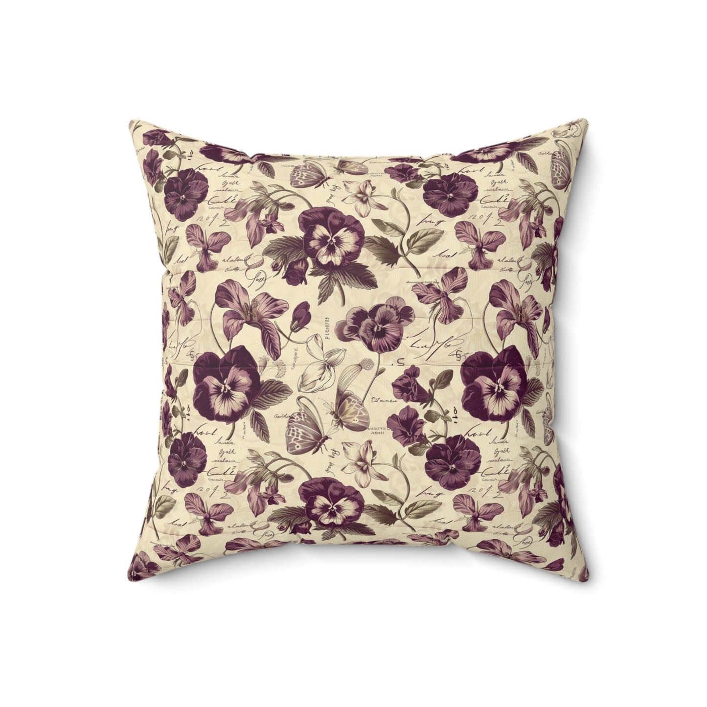Vintage Pansy Floral Pillow | Purple Botanical Pattern