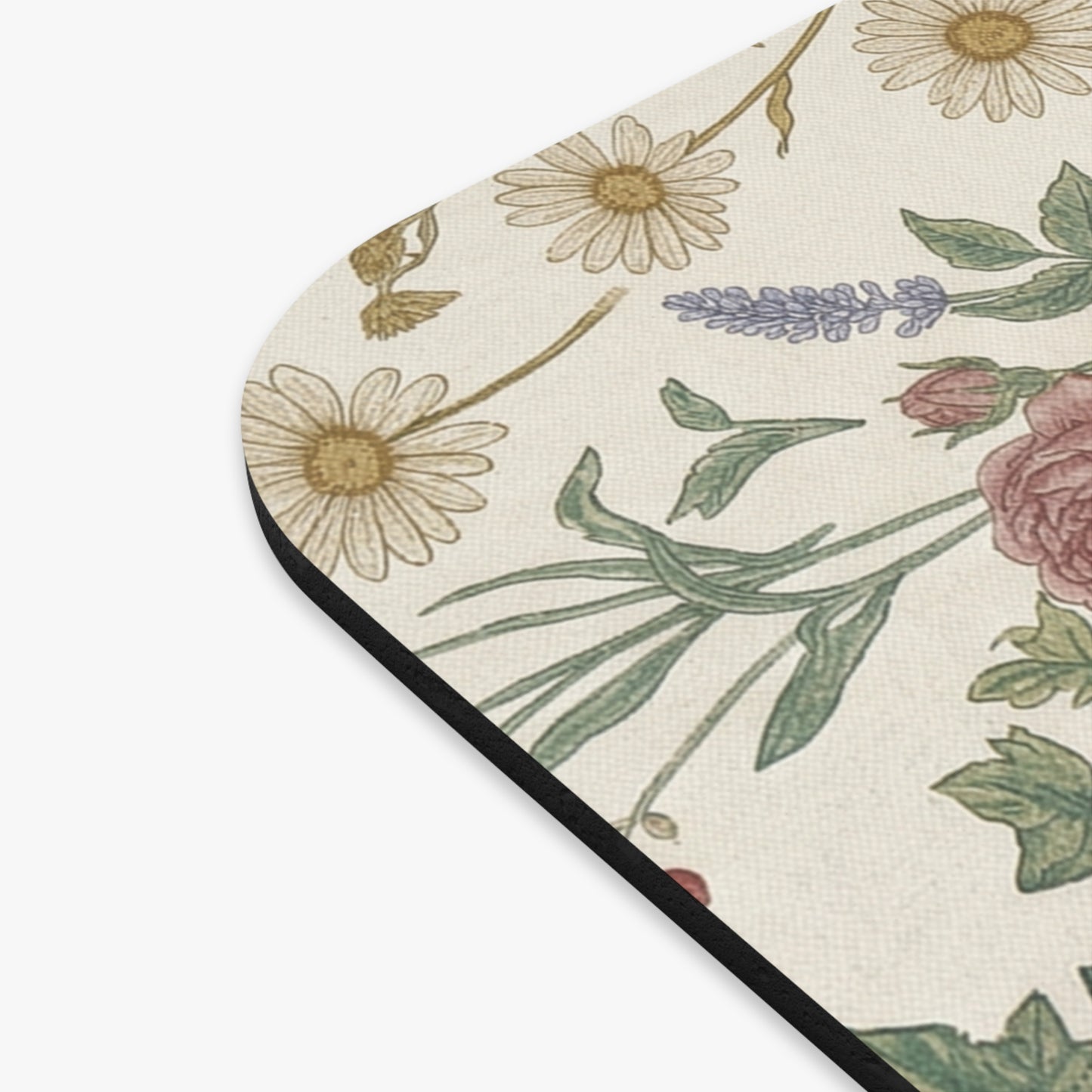 Vintage Floral Pattern Mouse Pad | Botanical Roses Daisies Lavender
