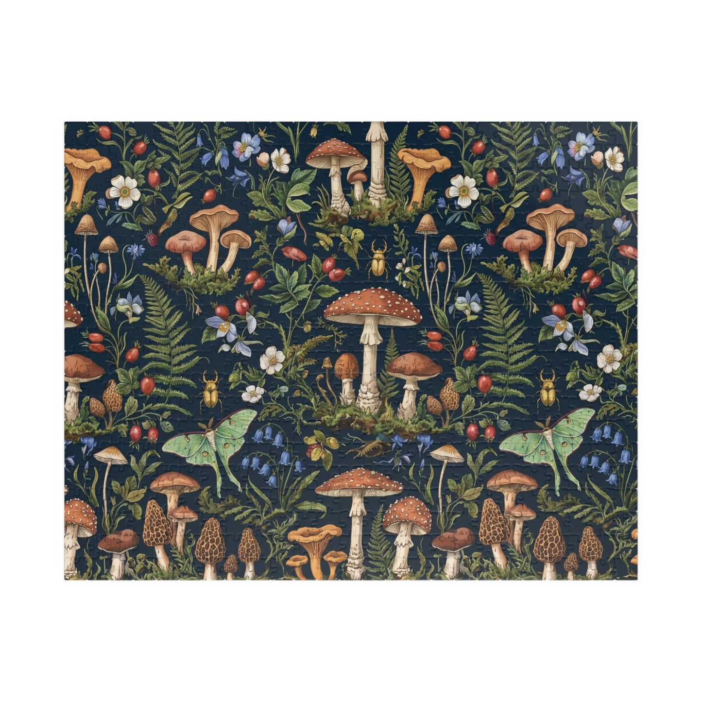 Vintage Mushroom Forest Puzzle | Botanical Woodland Jigsaw