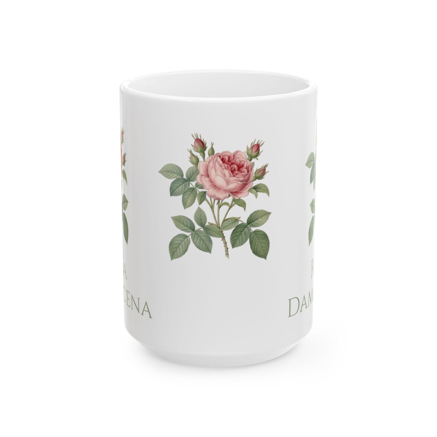 Customized Vintage Pink Rose Botanical Mug | Ceramic Mug