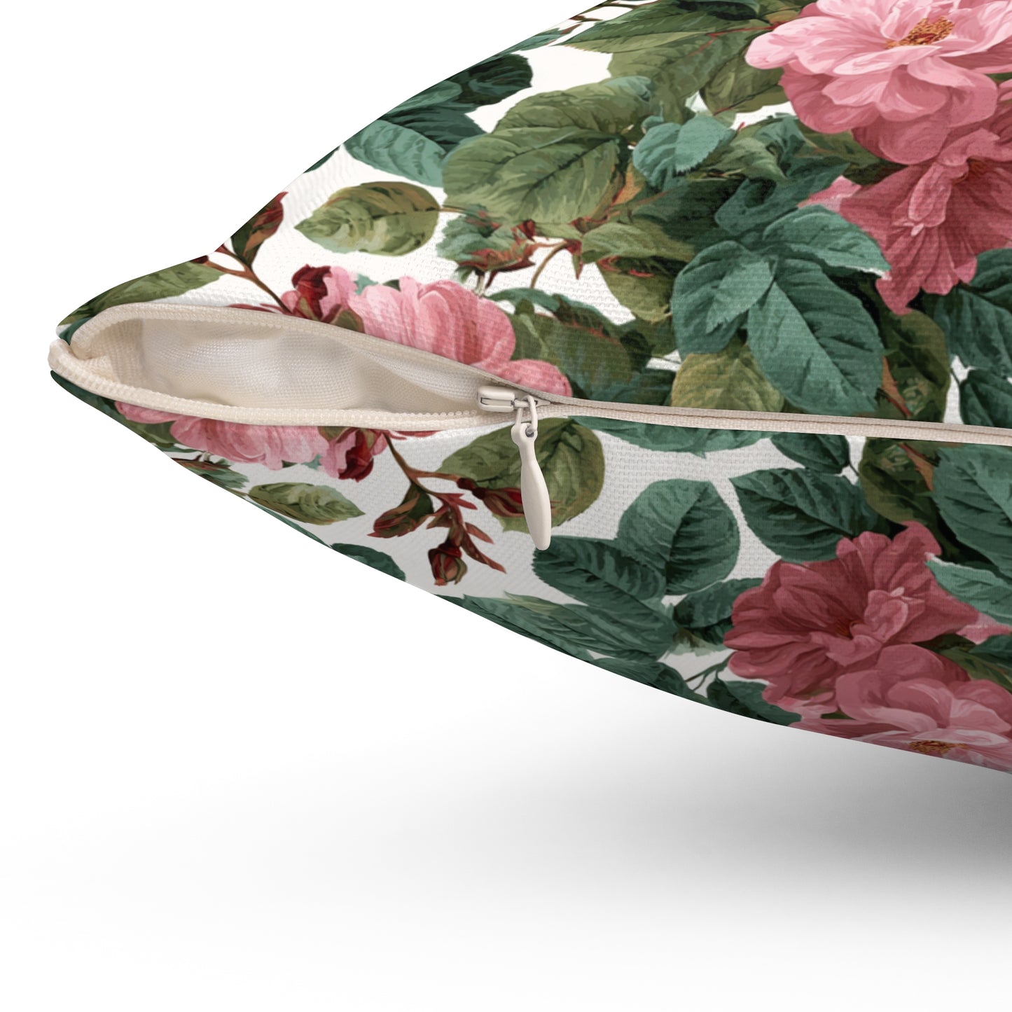Vintage Pink Rose Floral Print Pillow | Square Pillow