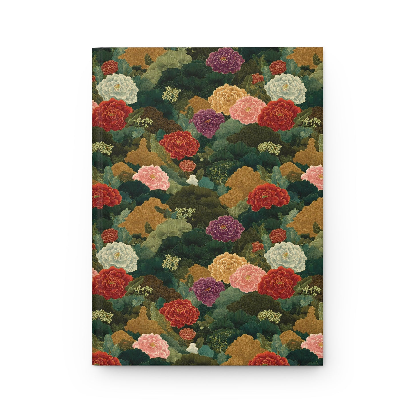Vintage Floral Pattern Hardcover Journal | Peonies, Green Botanical Cover