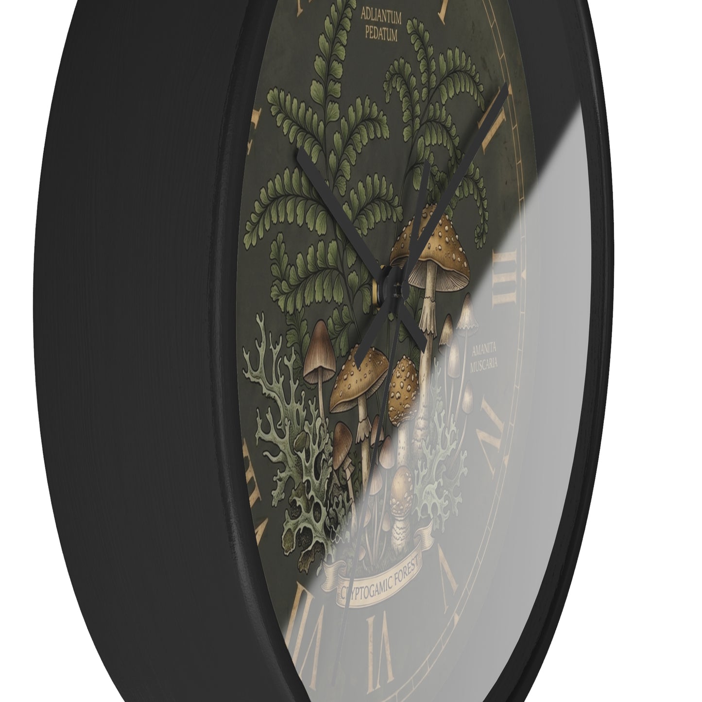 Mushroom Botanical Wall Clock | Vintage Fern Illustration