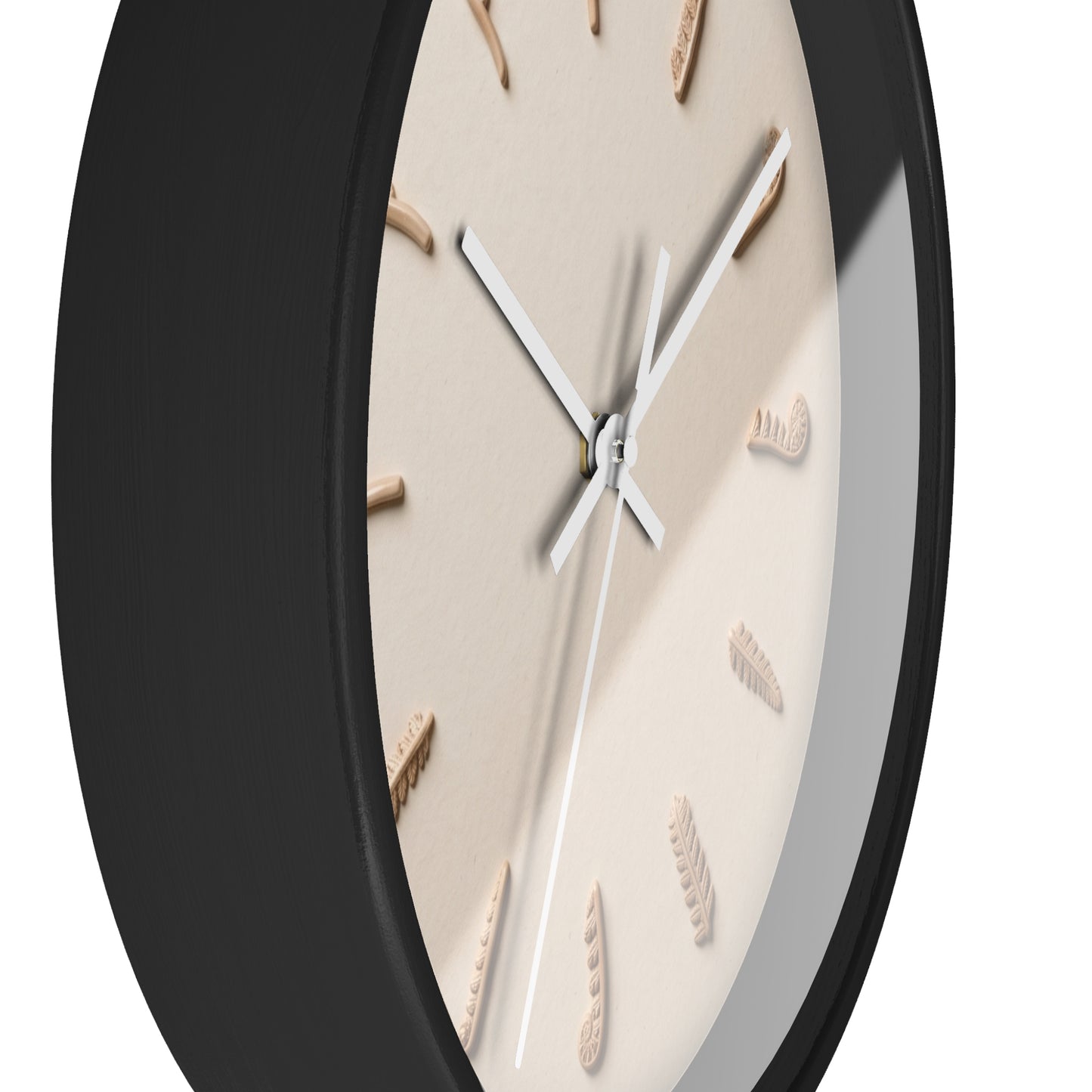 Clay Fern Motif Wall Clock | Minimal Botanical Timepiece