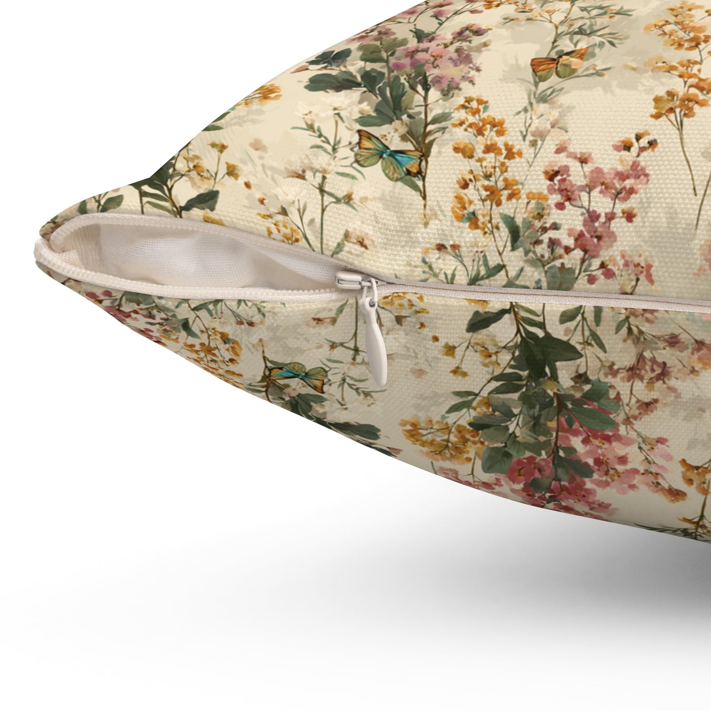 Vintage Wildflower Print Pillow | Botanical Floral Pattern Square Pillow