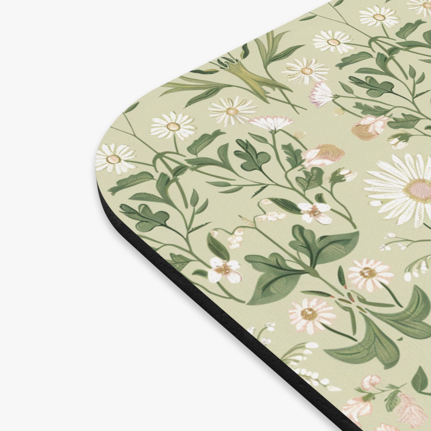 Vintage Daisy Floral Mouse Pad | Green Botanical Pattern