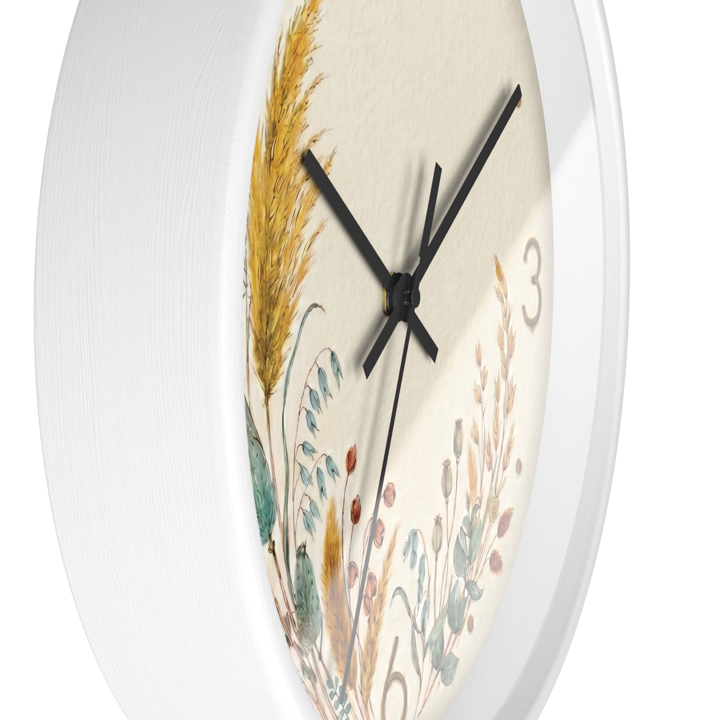 Dried Wildflower Bouquet Wall Clock | Boho Coastal Floral Home Decor