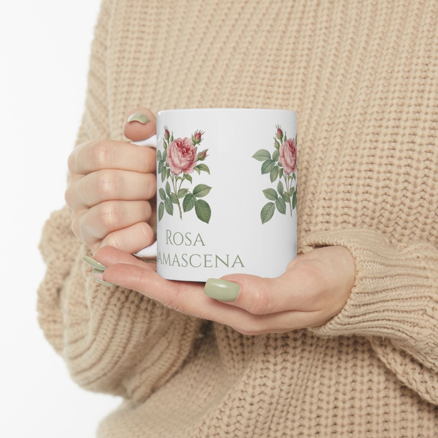 Customized Vintage Pink Rose Botanical Mug | Ceramic Mug