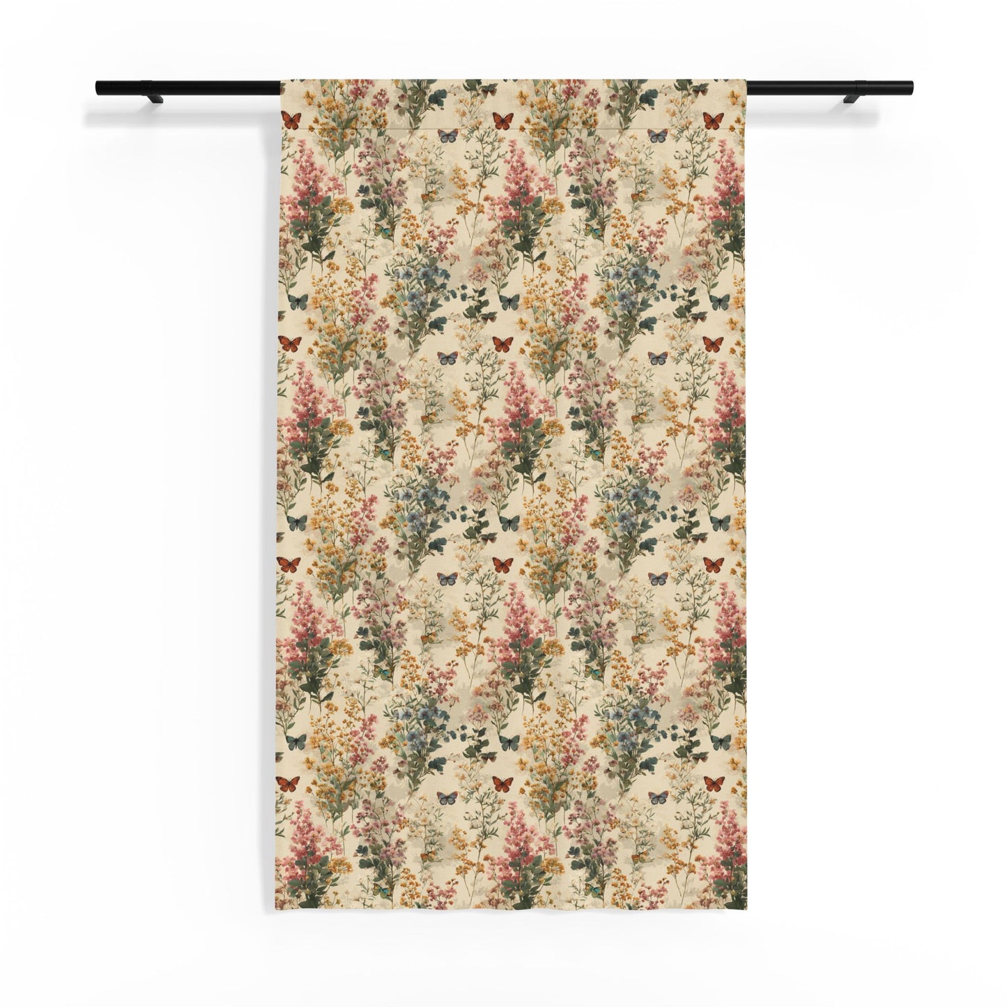 Vintage Floral Butterfly Sheer Window Curtain | Botanical Sheer Drapes