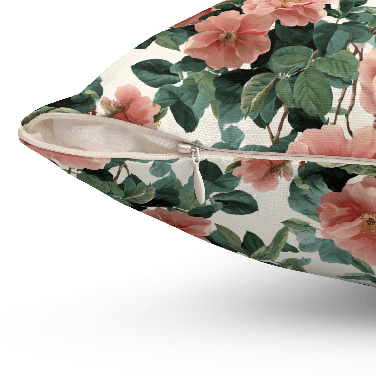 Vintage Pink Roses Floral Pillow | Spun Polyester Square Pillow