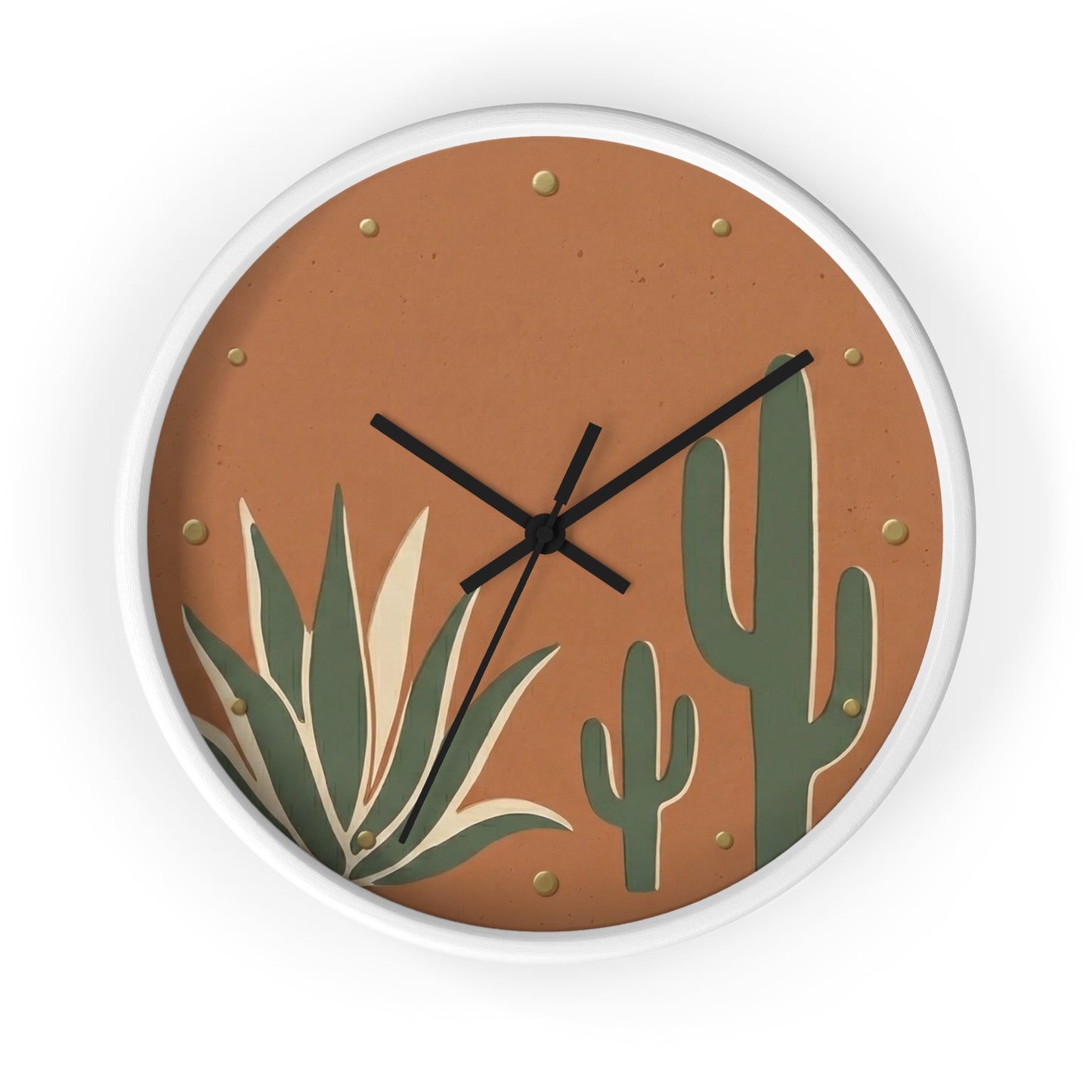 Desert Cactus Illustration Wall Clock | Terracotta Succulent Decor