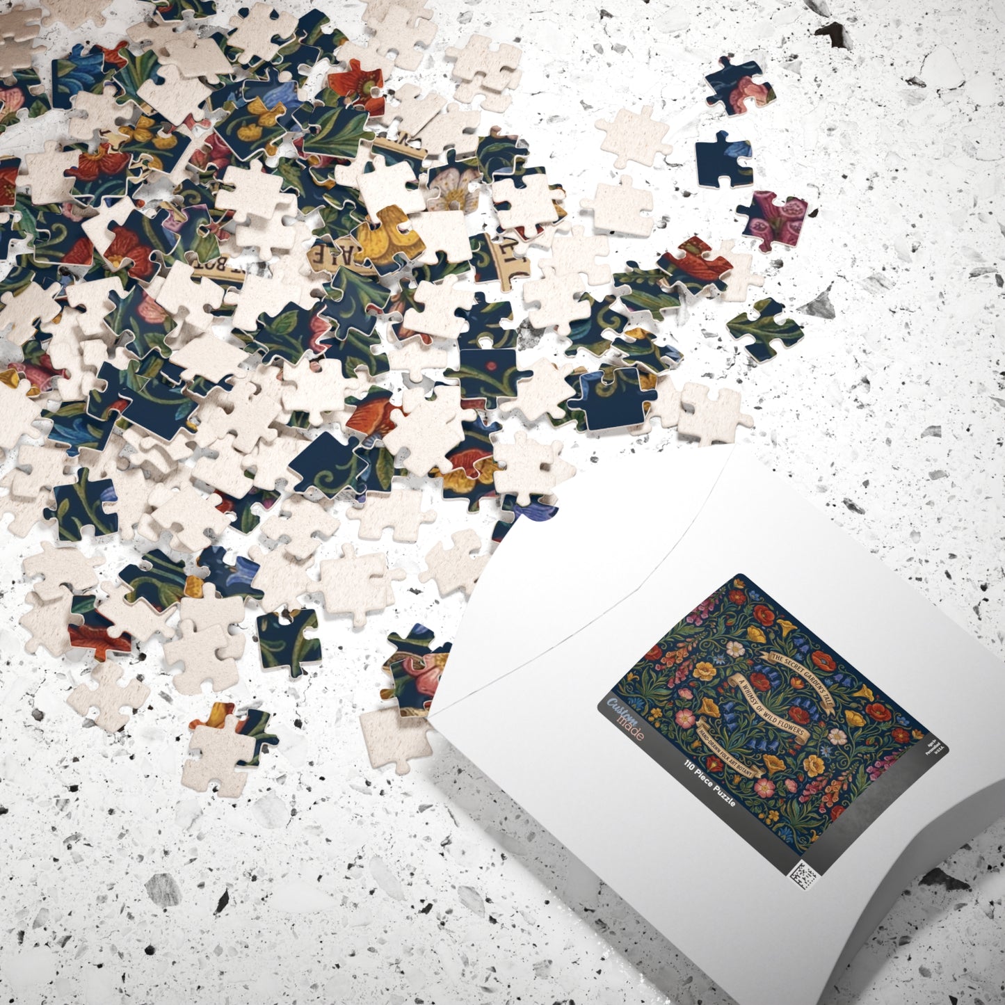 The Secret Garden Tale floral illustration Puzzle | wildflower folk art 110, 252, 520, or 1014 piece jigsaw