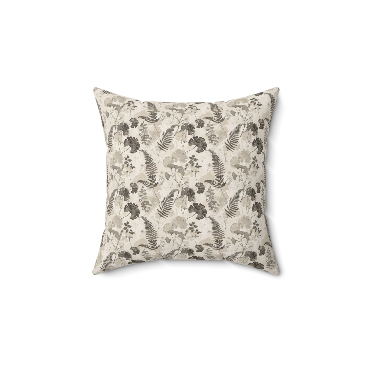 Vintage Botanical Ferns Ginkgo Pillow | Neutral Floral Throw Pillow