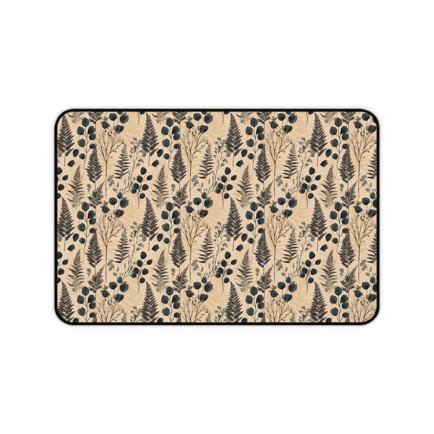 Botanical Fern and Berries Desk Mat | Neutral Floral Pattern