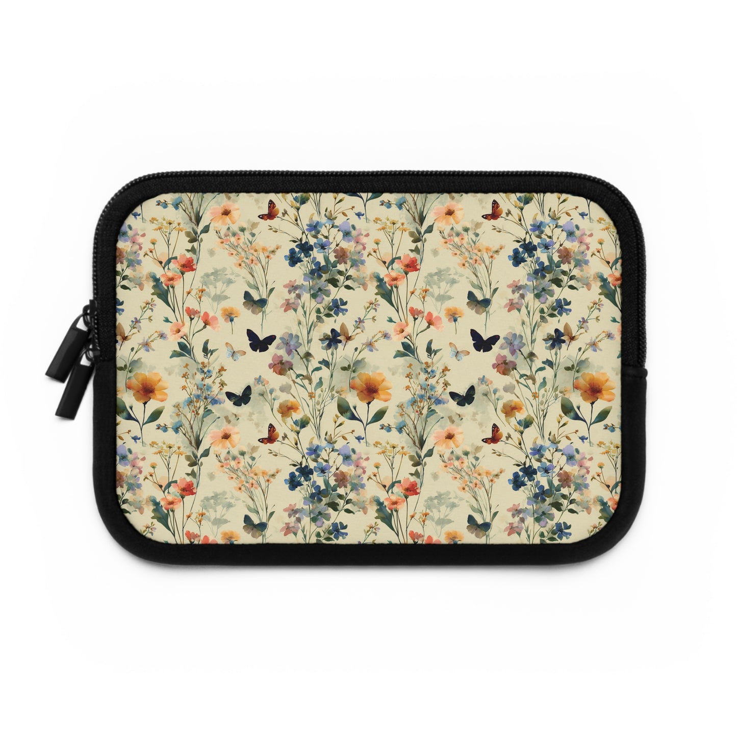 Vintage Wildflower and Butterflies Laptop Sleeve | Floral Nature Pattern