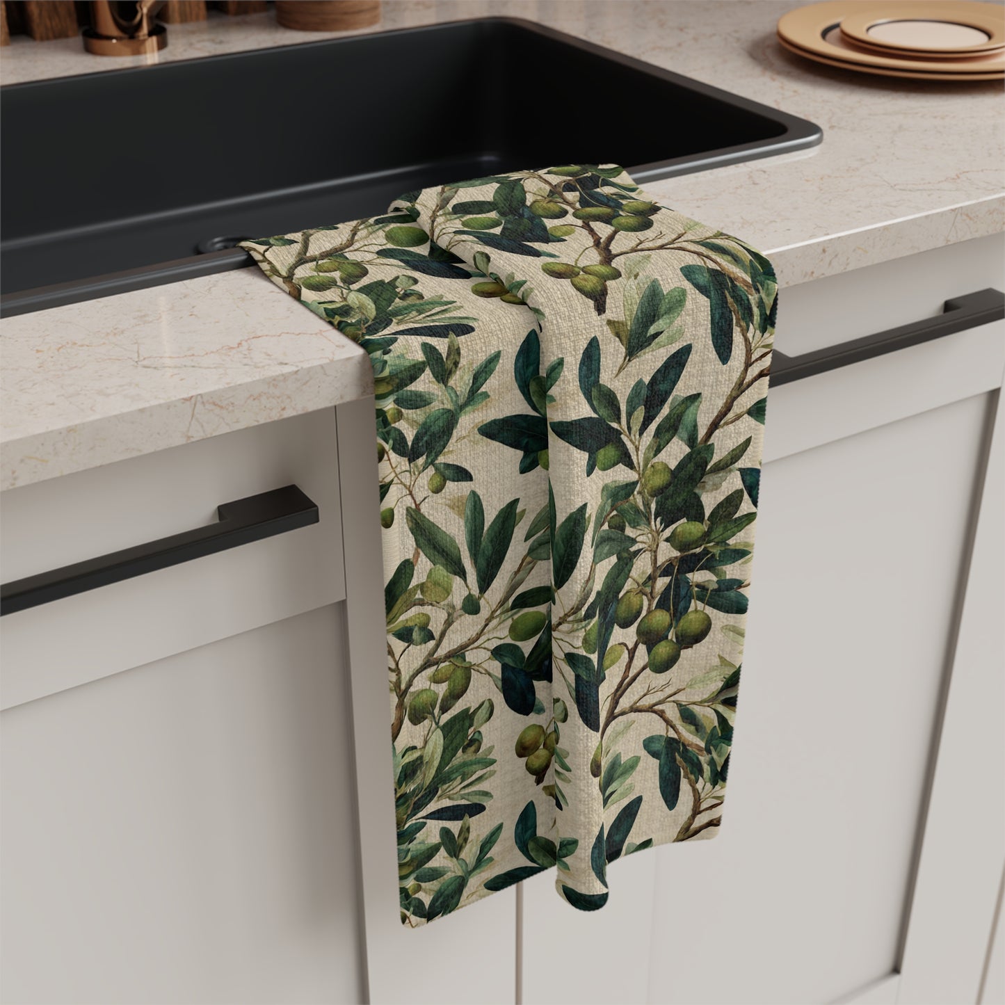 Olive Branch Pattern Tea Towel | Microfiber