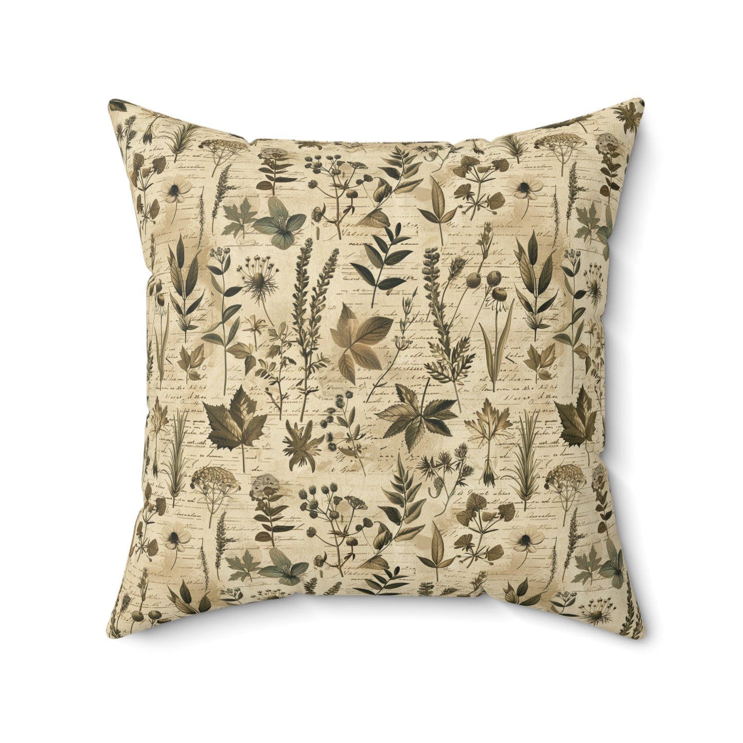 Vintage Botanical Pattern Pillow | Neutral Floral Accent Pillow