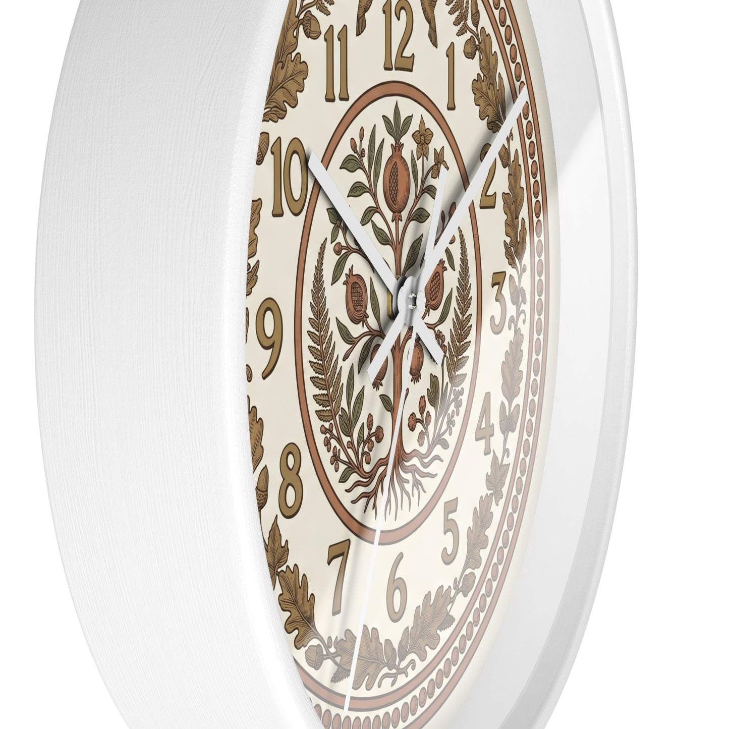 Pomegranate Medallion Wall Clock | Vintage Botanical Folk Art Ornamental