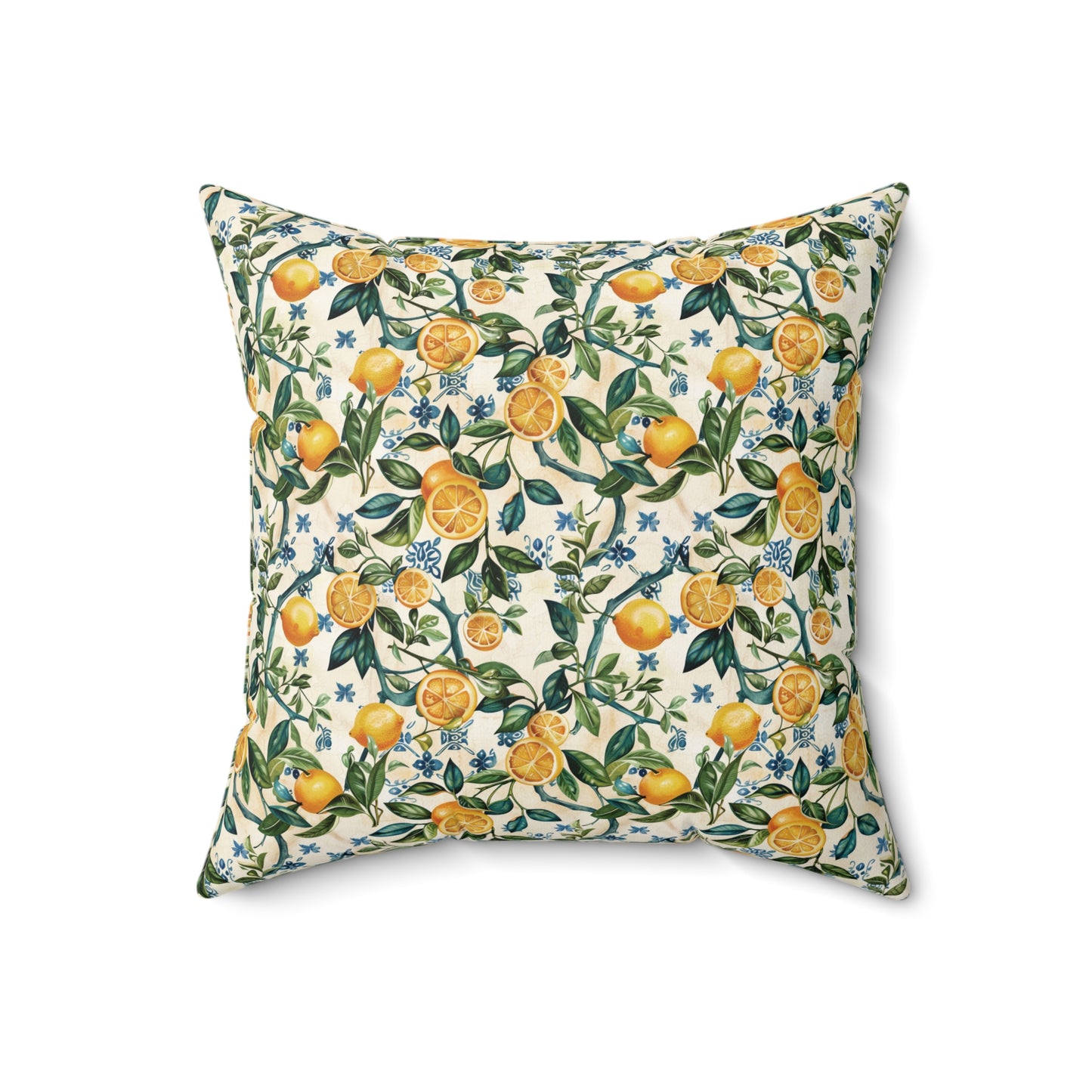 Lemon Branches Pillow | Citrus Floral Square Pillow, Botanical Home Decor