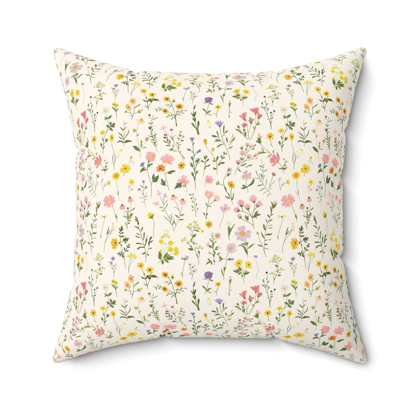 Wildflower Meadow Pillow | Botanical Floral Pattern Square Pillow
