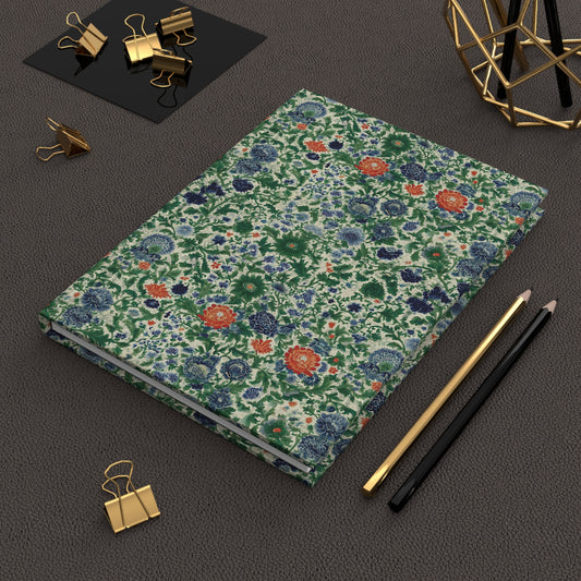 Vintage Floral Pattern Hardcover Journal | Matte Notebook, Botanical Garden Design