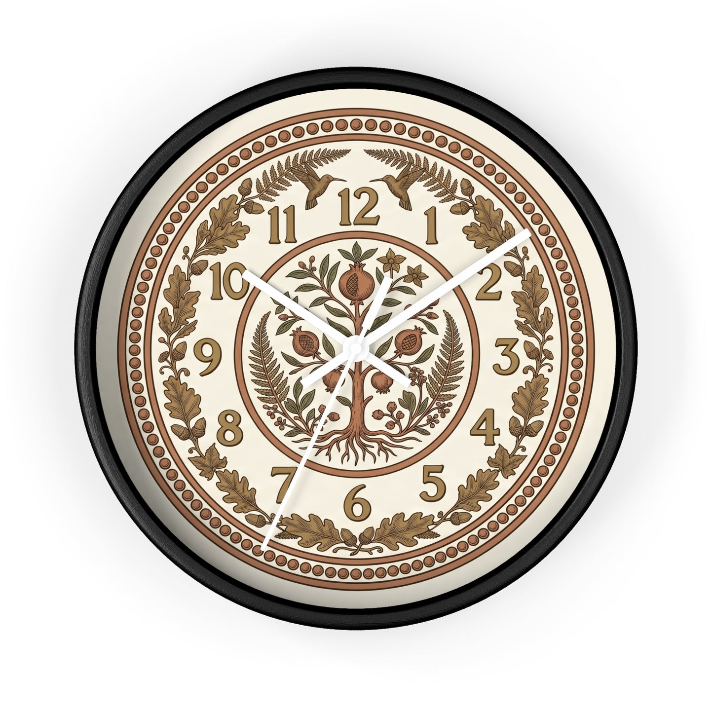 Pomegranate Medallion Wall Clock | Vintage Botanical Folk Art Ornamental