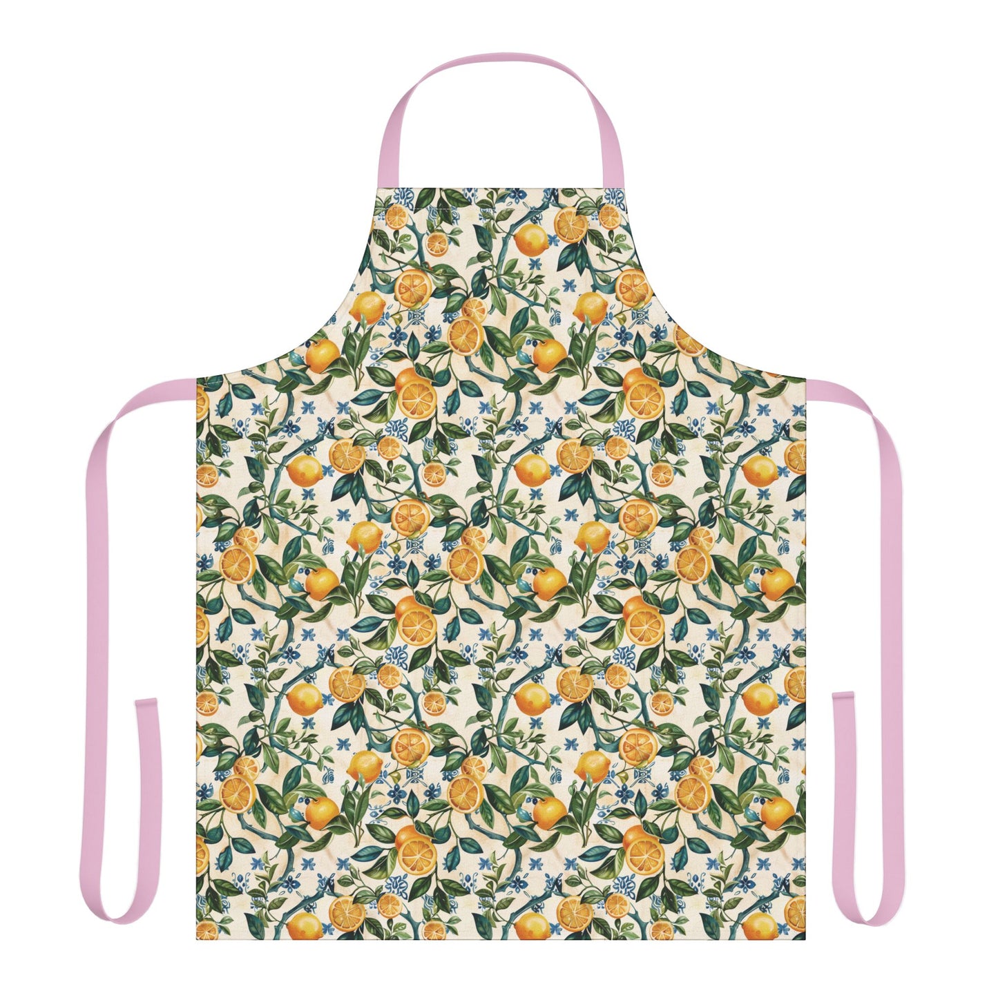 Citrus Lemon Blossom Apron | Kitchen Apron with Floral Fruit Pattern