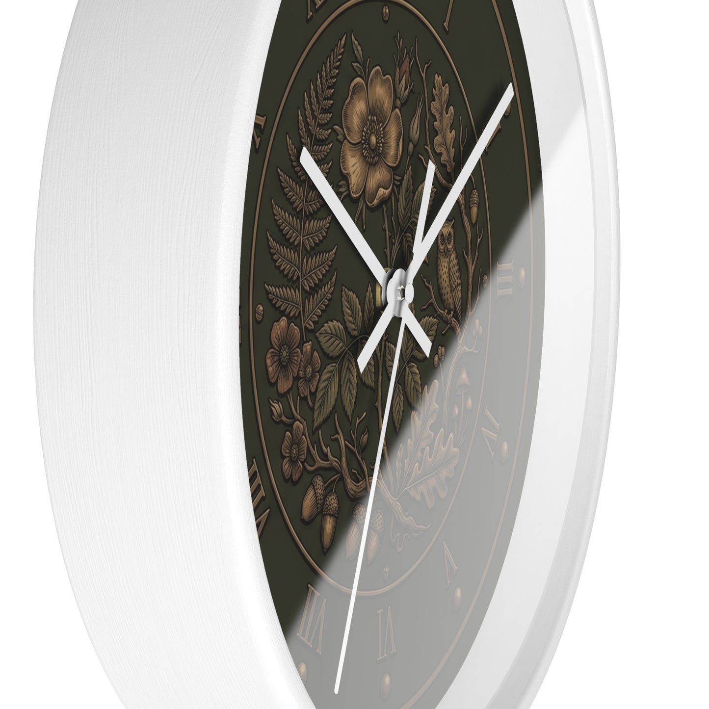 Vintage Floral Clock Wall Clock | Roman Numerals, Botanical Bird Design