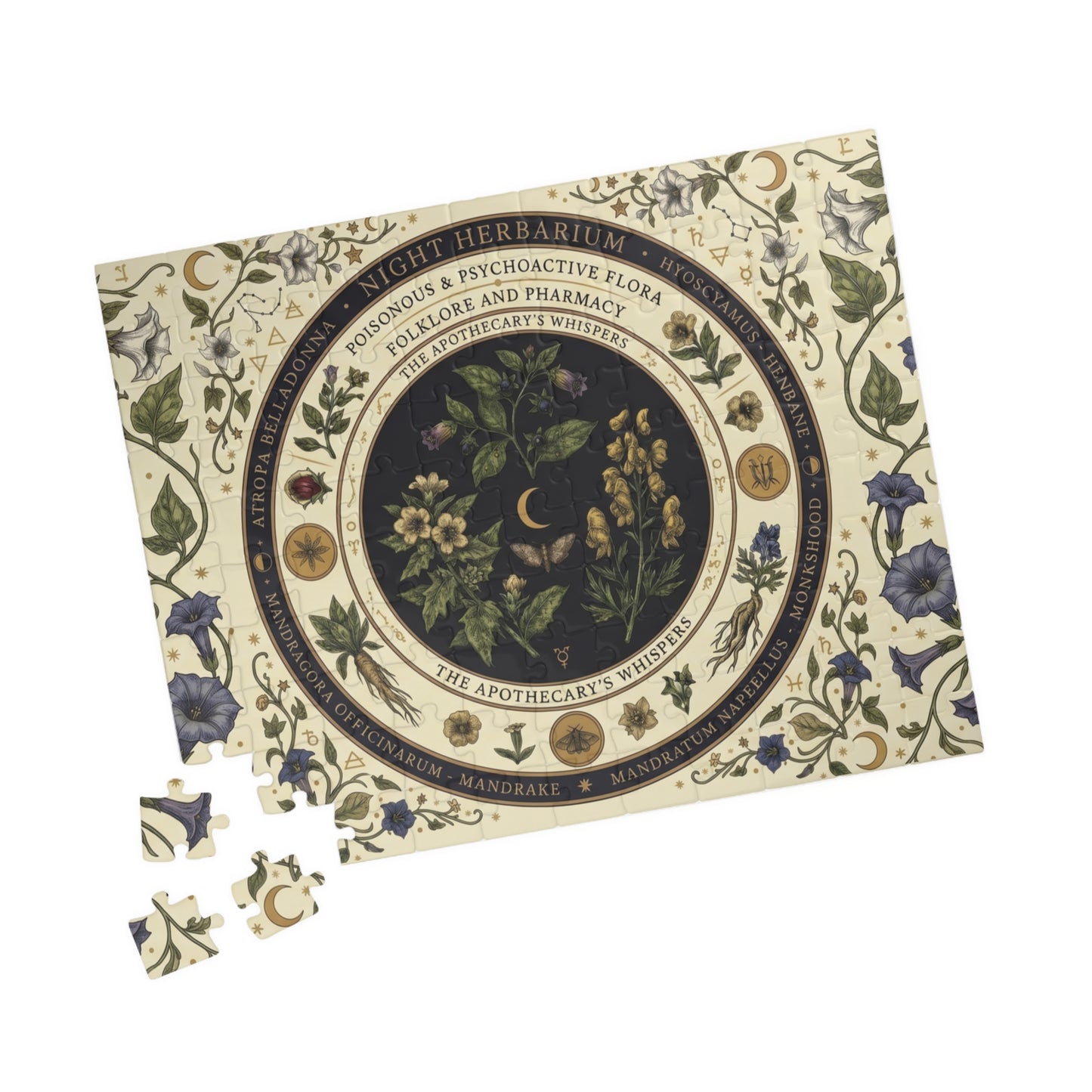 Herbal Apothecary Mandala Puzzle 110, 252, 520, or 1014 Pieces | Botanical Illustration Jigsaw
