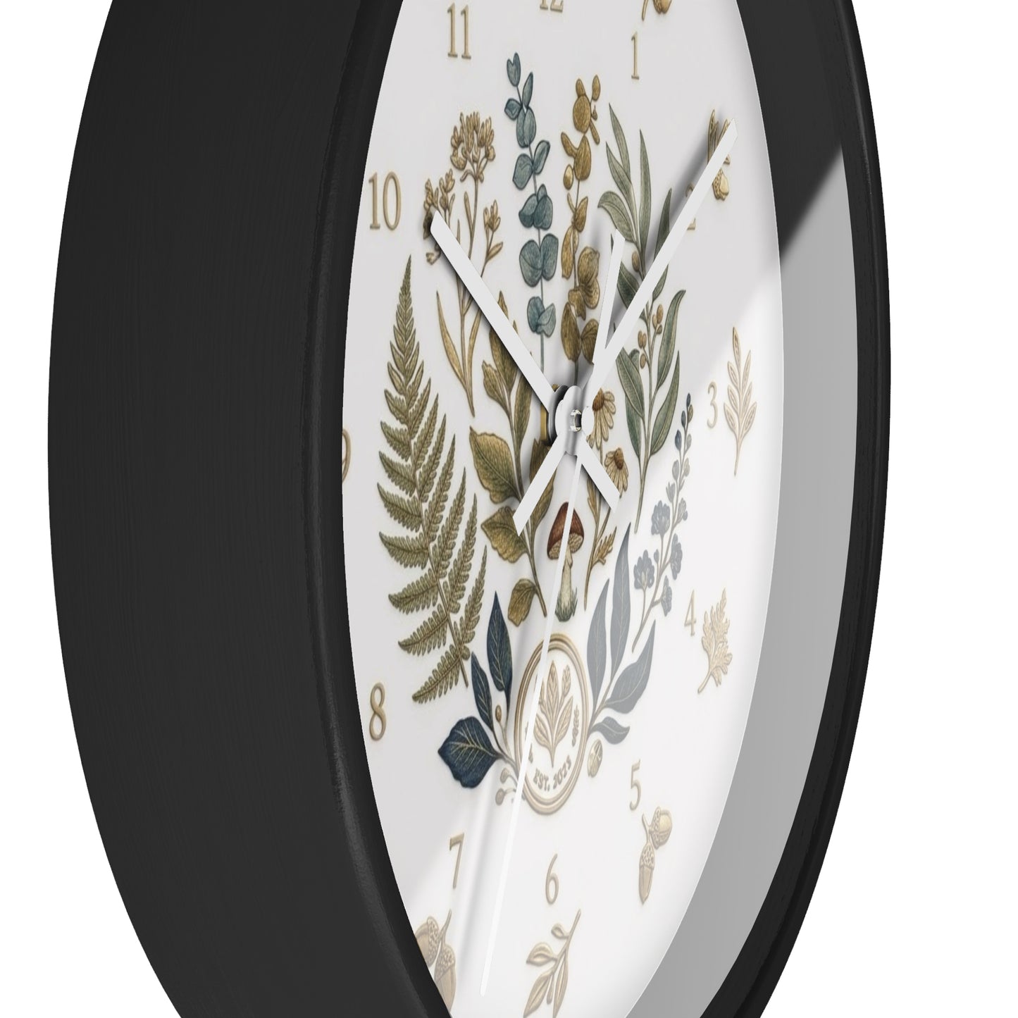 Botanical Wreath Wall Clock | Floral Fern Eucalyptus Illustration