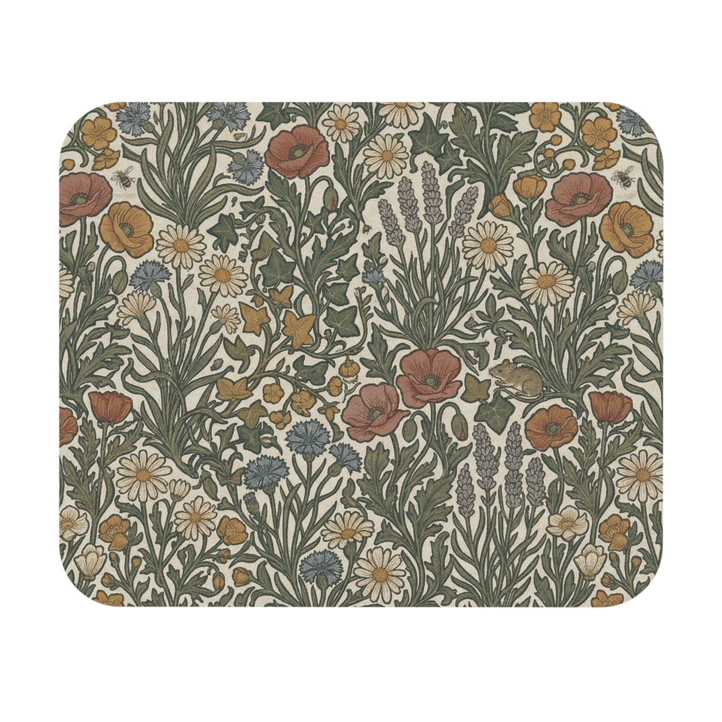 Wildflower Meadow Mouse Pad | Floral Poppy Daisy Botanical Pattern