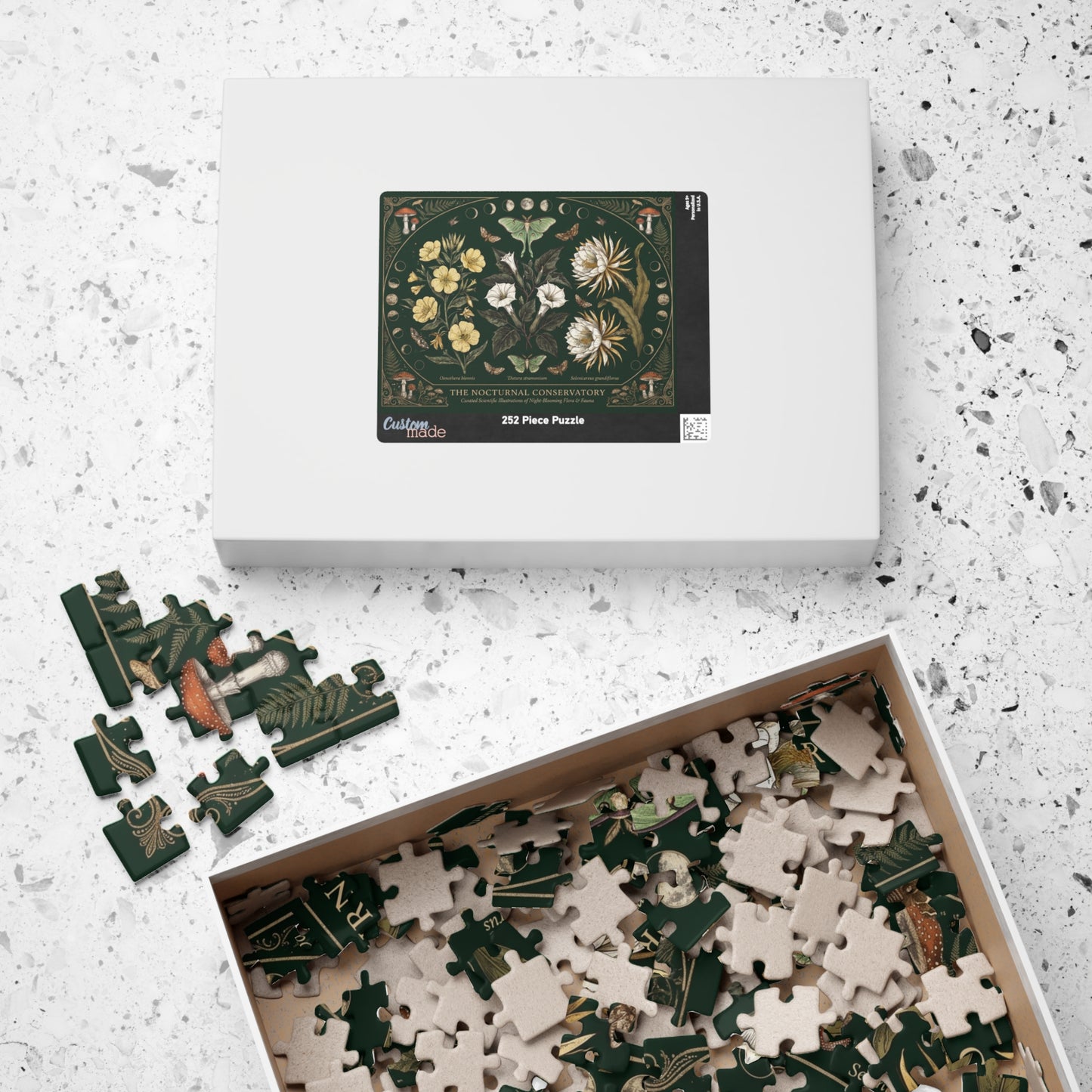 Nocturnal Conservatory Botanical Illustration Puzzle | Floral Moths 110, 252, 520 or 1014 pcs