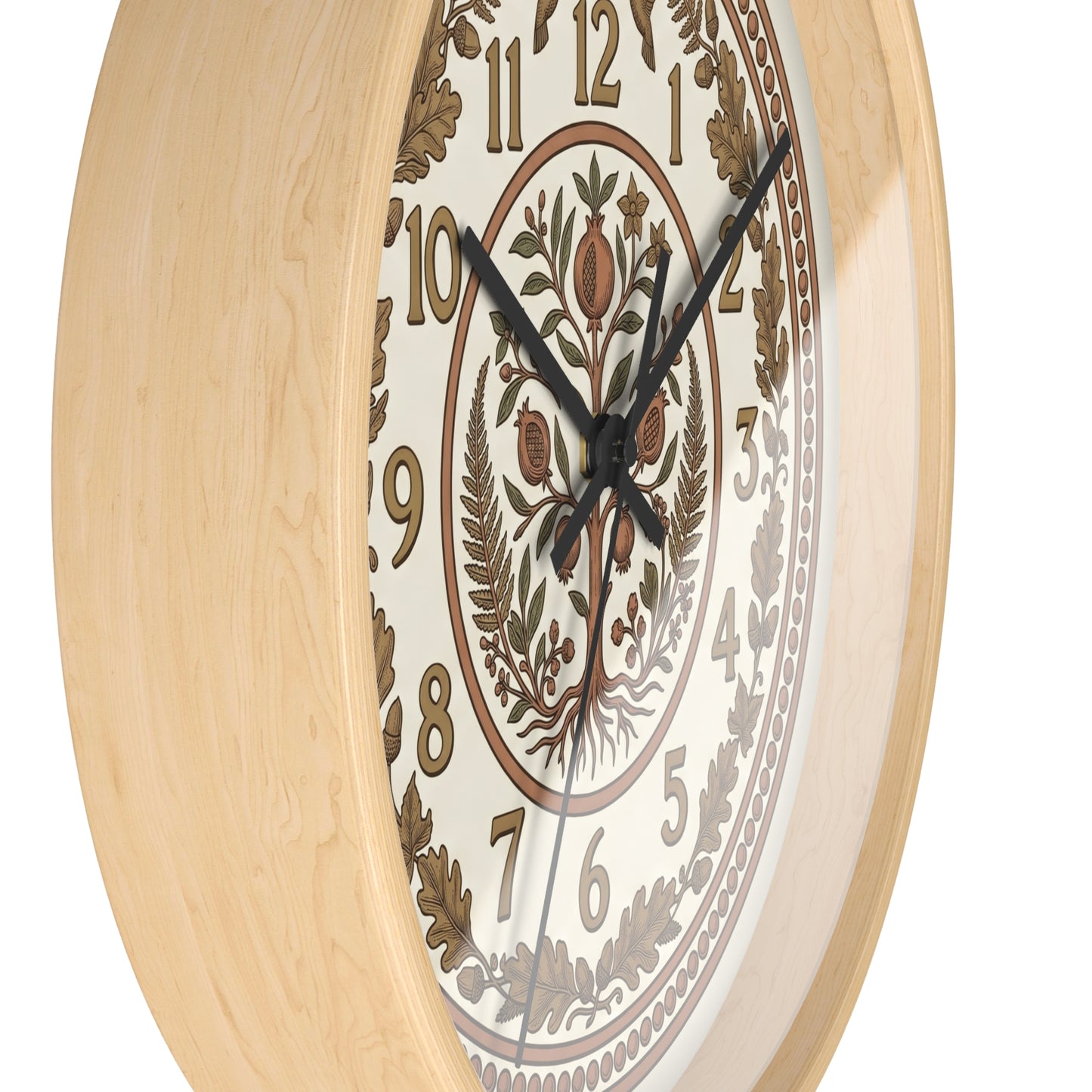 Pomegranate Medallion Wall Clock | Vintage Botanical Folk Art Ornamental