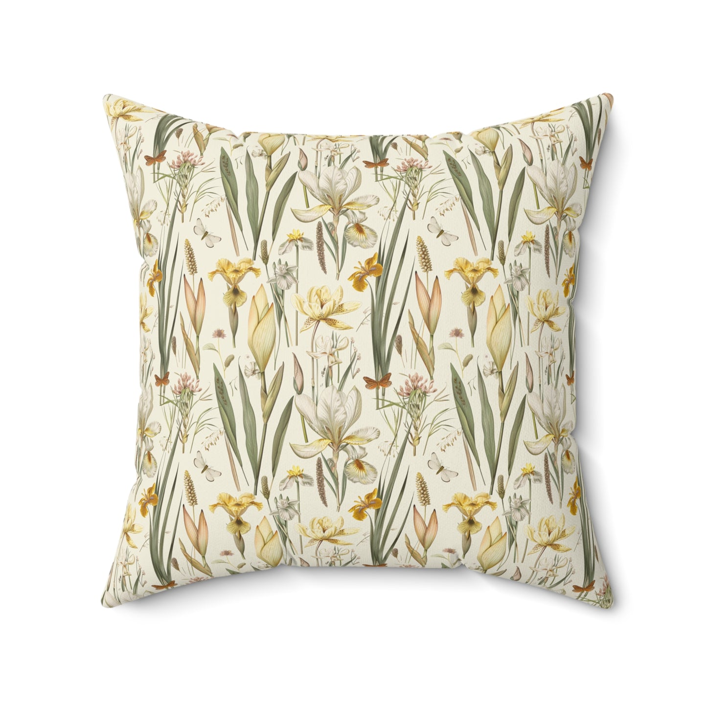 Vintage Daffodil Botanical Pillow | Yellow Spring Floral Throw Pillow
