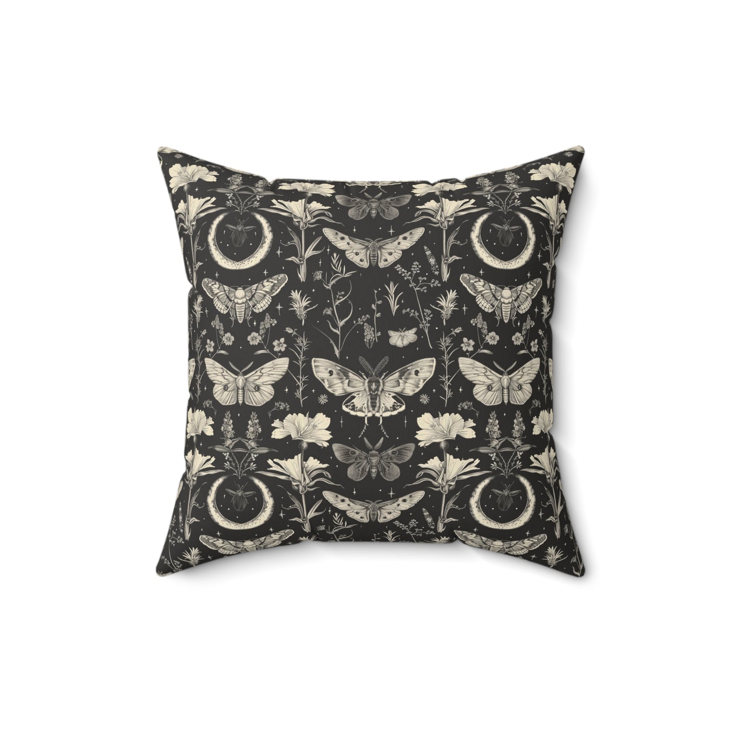Vintage Moth and Moon Pillow | Botanical Moth Pattern