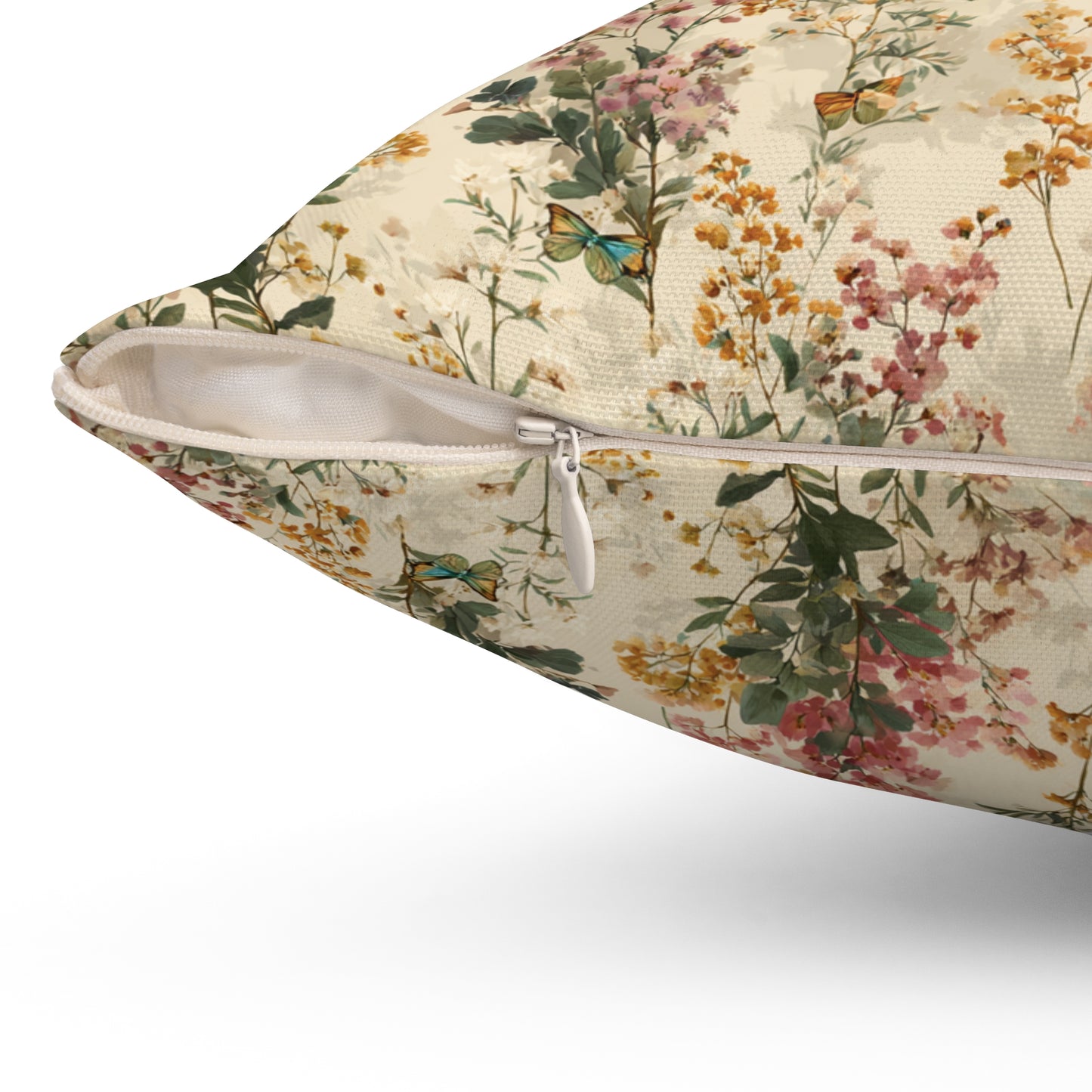 Vintage Wildflower Print Pillow | Botanical Floral Pattern Square Pillow