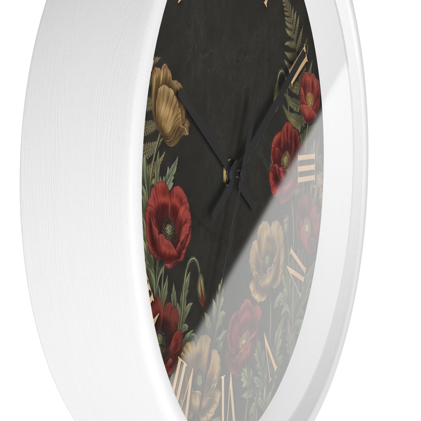 Vintage Floral Roman Numeral Wall Clock | Poppy and Fern Botanical Clock
