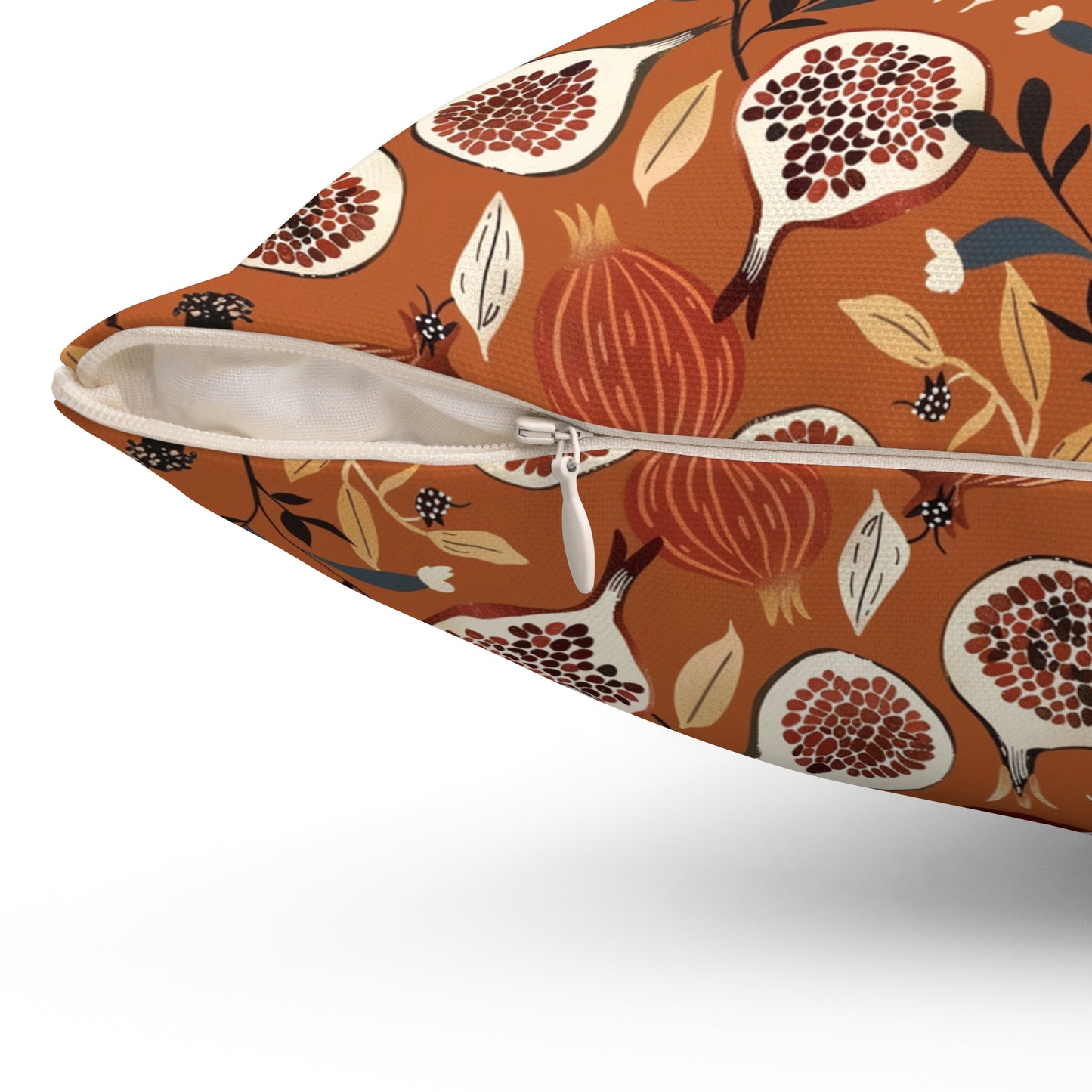 Autumn Fig Pattern Pillow | Rust Botanical Throw Pillow