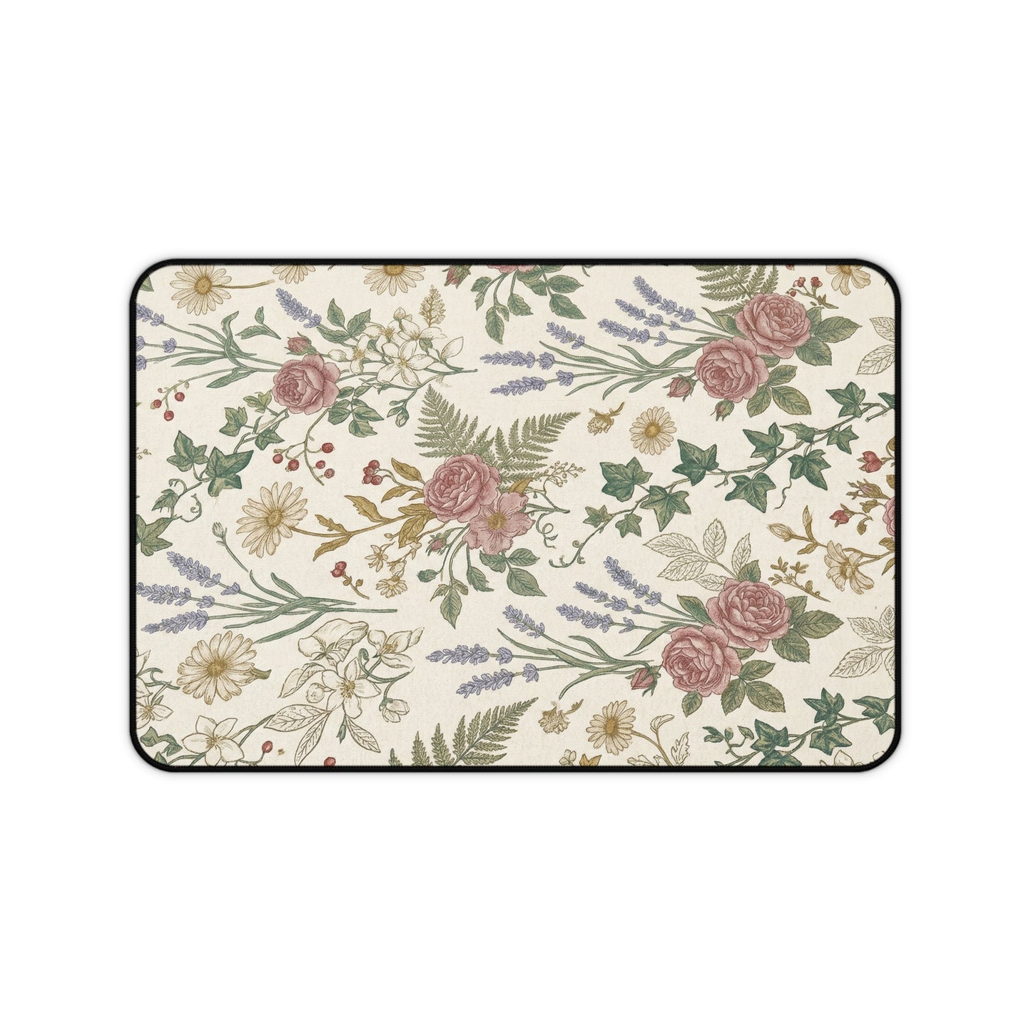 Vintage Wildflower Pattern Desk Mat | Floral Botanical Mouse Pad
