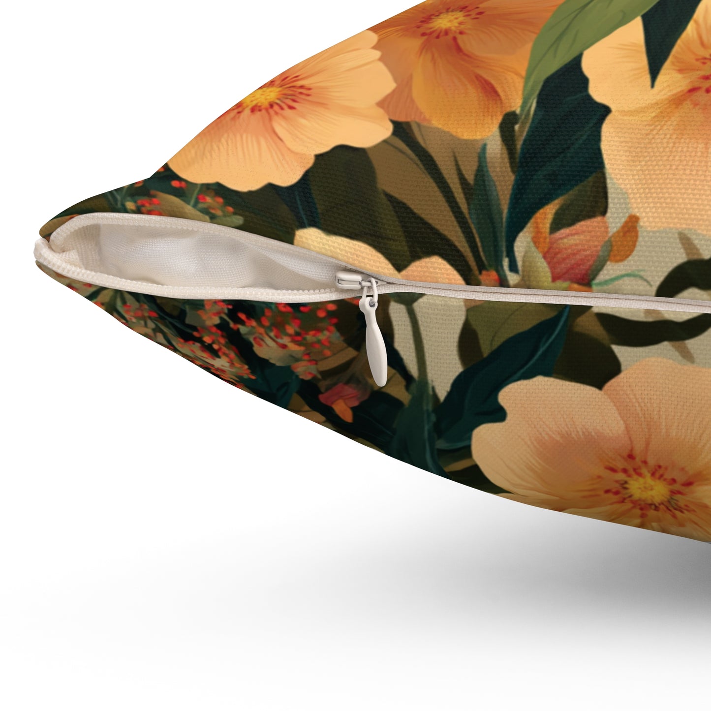 Peach Floral Pattern Pillow | Botanical Throw Pillow, Vintage Garden Design