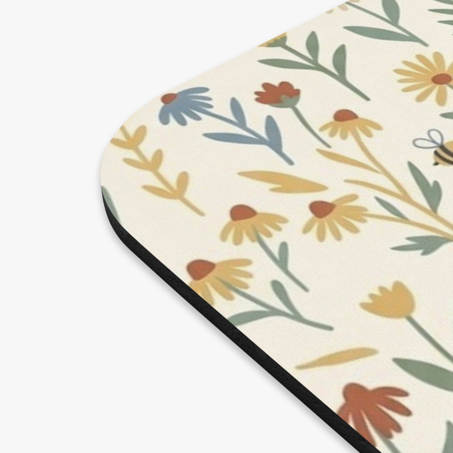 Woodland Floral Pattern Mouse Pad | Rabbits & Hedgehogs Botanical Desk Mat