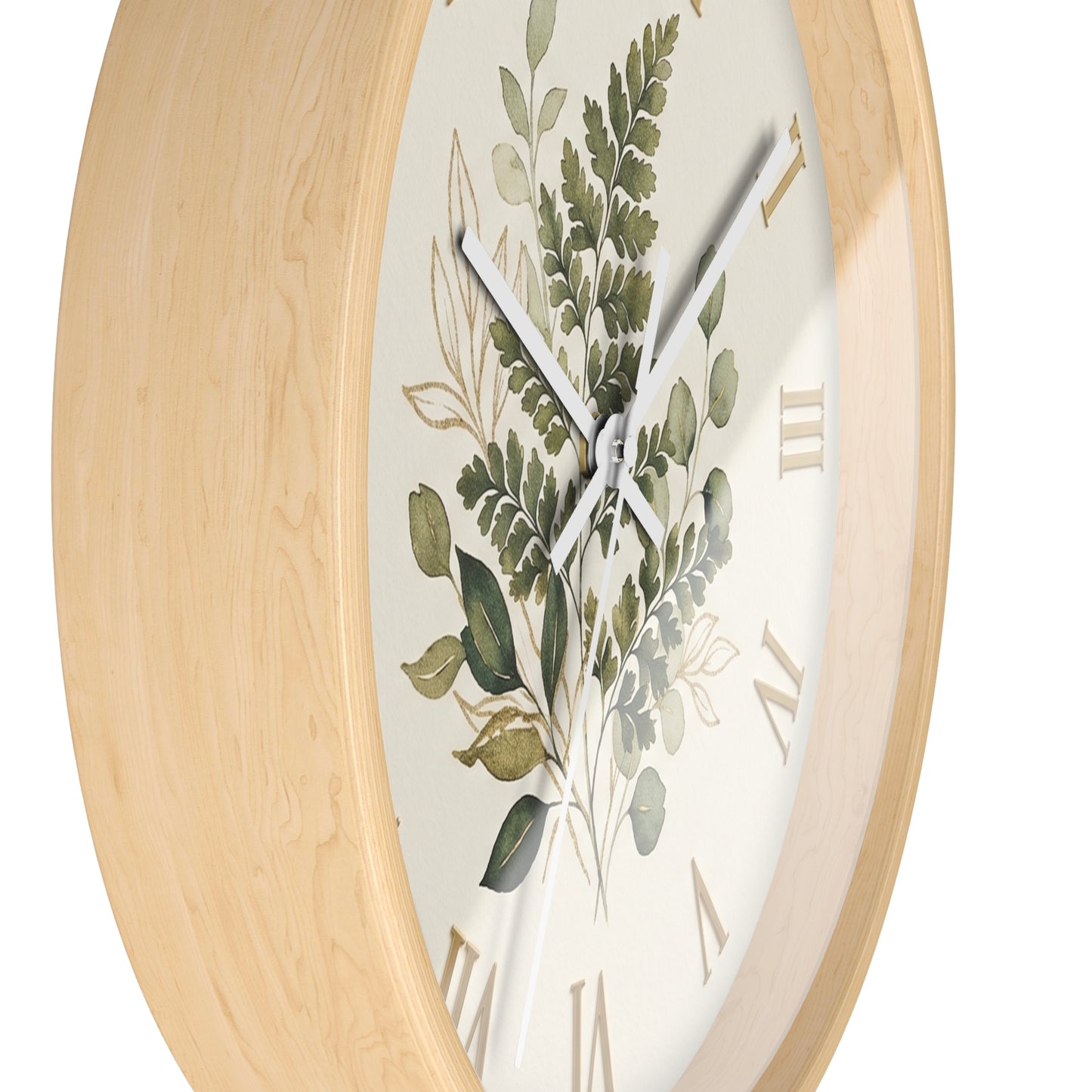 Green Botanical Roman Numeral Wall Clock | Floral Clock