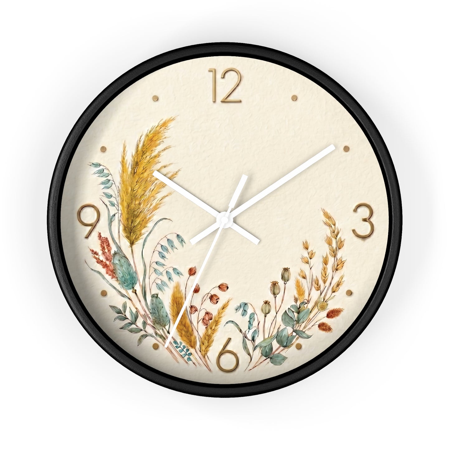 Dried Wildflower Bouquet Wall Clock | Boho Coastal Floral Home Decor