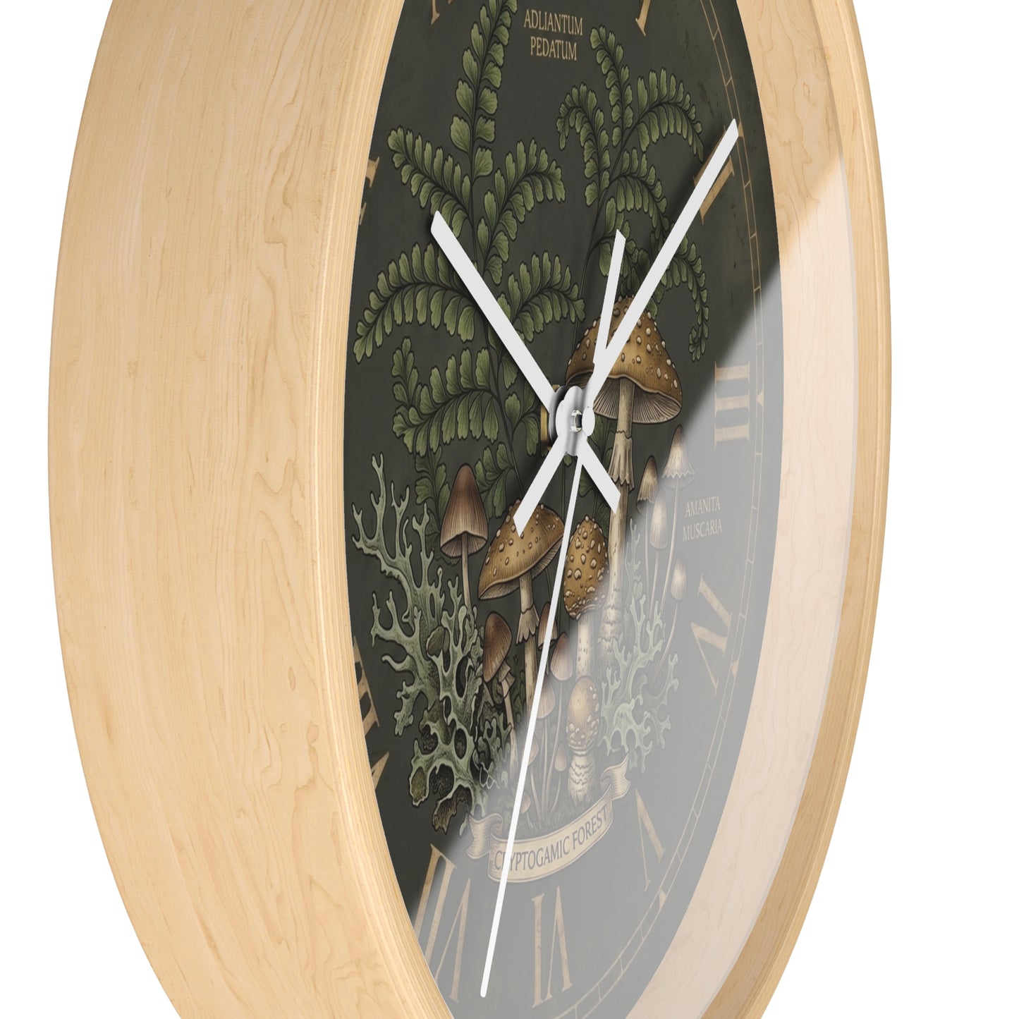 Mushroom Botanical Wall Clock | Vintage Fern Illustration