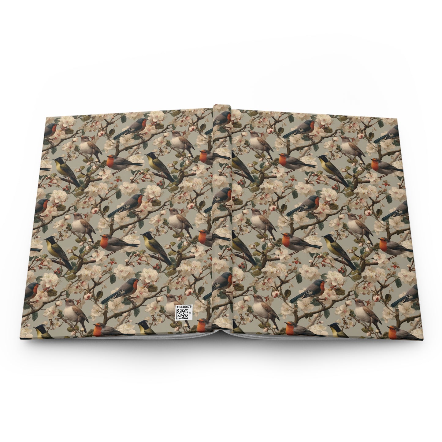 Vintage Songbirds Pattern Hardcover Journal | Botanical Floral Notebook