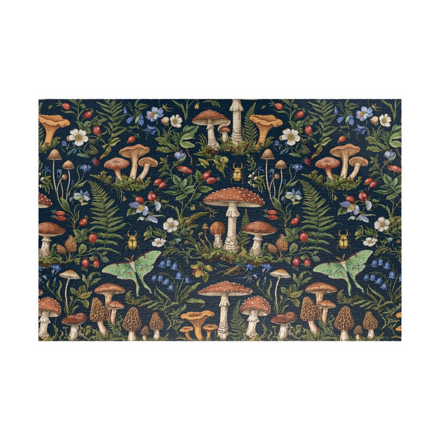 Vintage Mushroom Forest Puzzle | Botanical Woodland Jigsaw