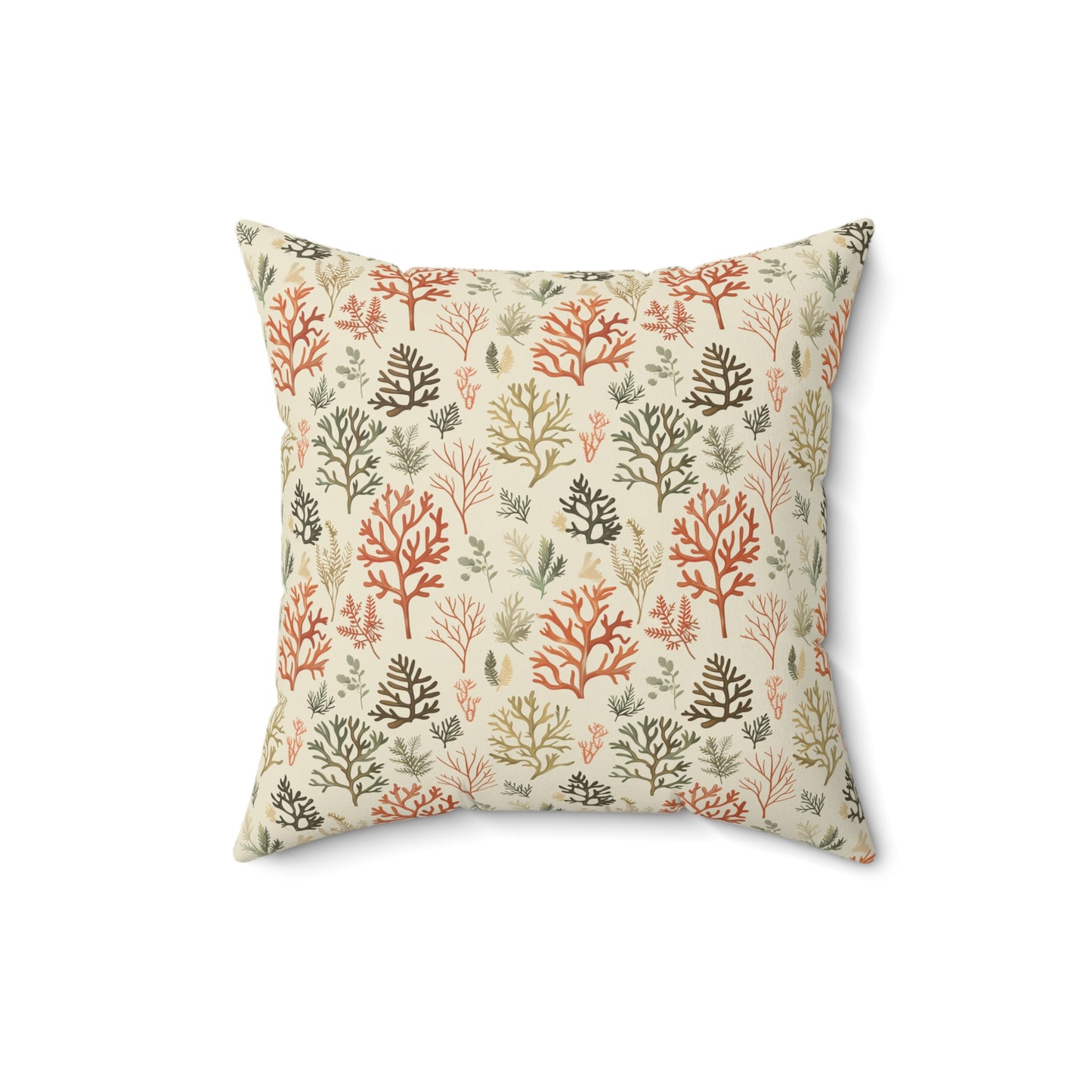 Coral Reef Pattern Pillow | Square Throw Pillow, Coastal Home Decor